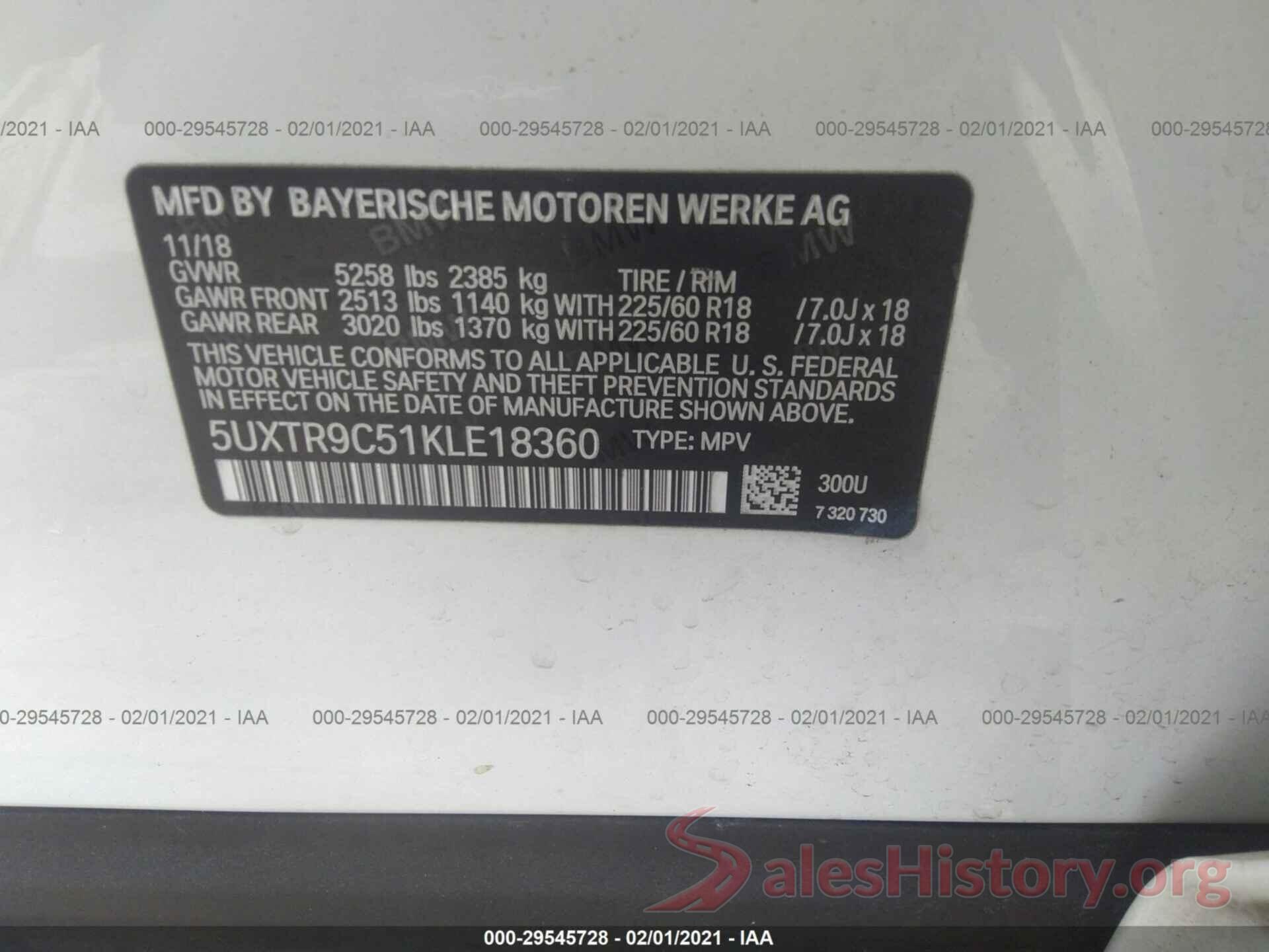 5UXTR9C51KLE18360 2019 BMW X3