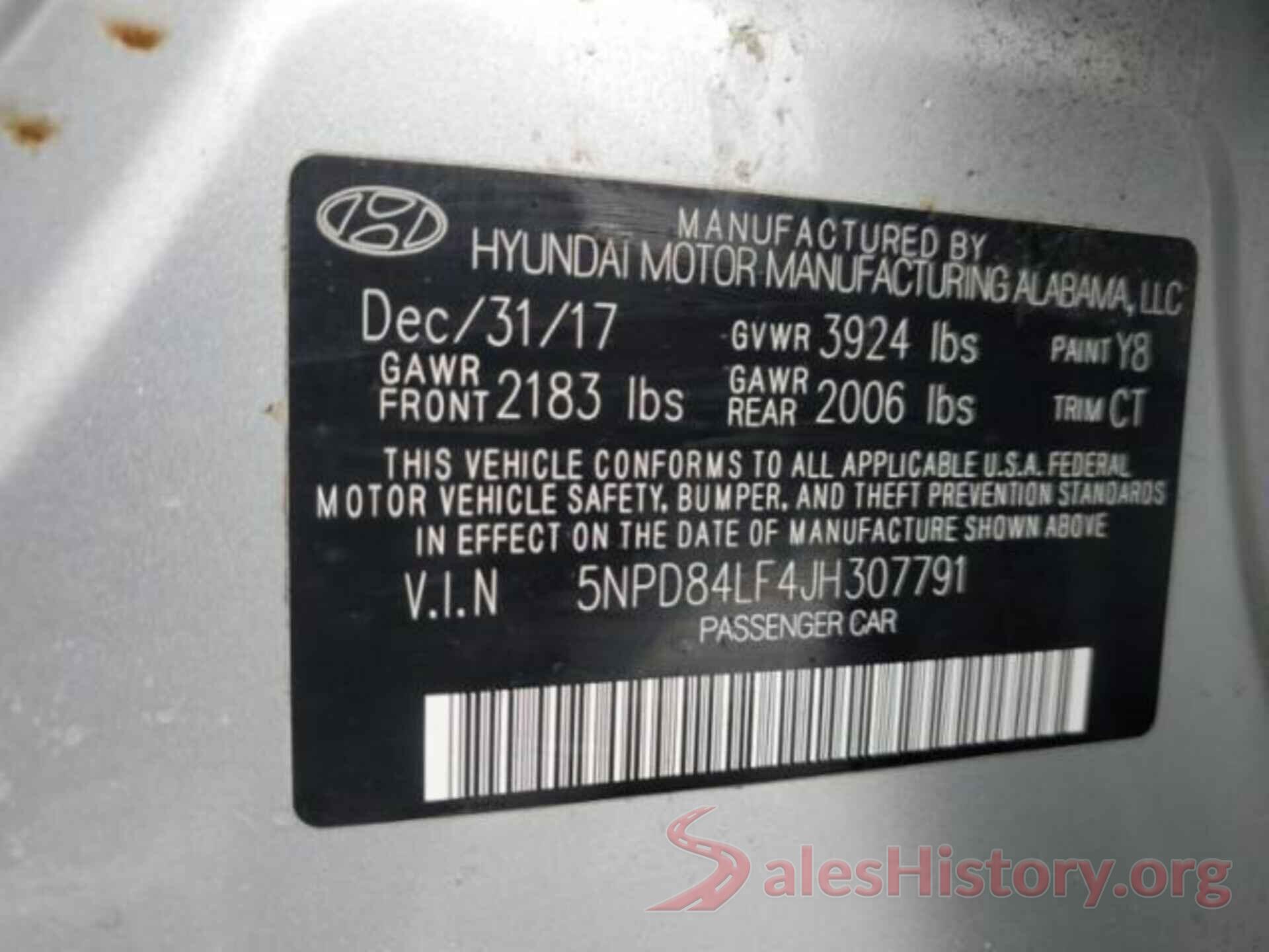 5NPD84LF4JH307791 2018 HYUNDAI ELANTRA