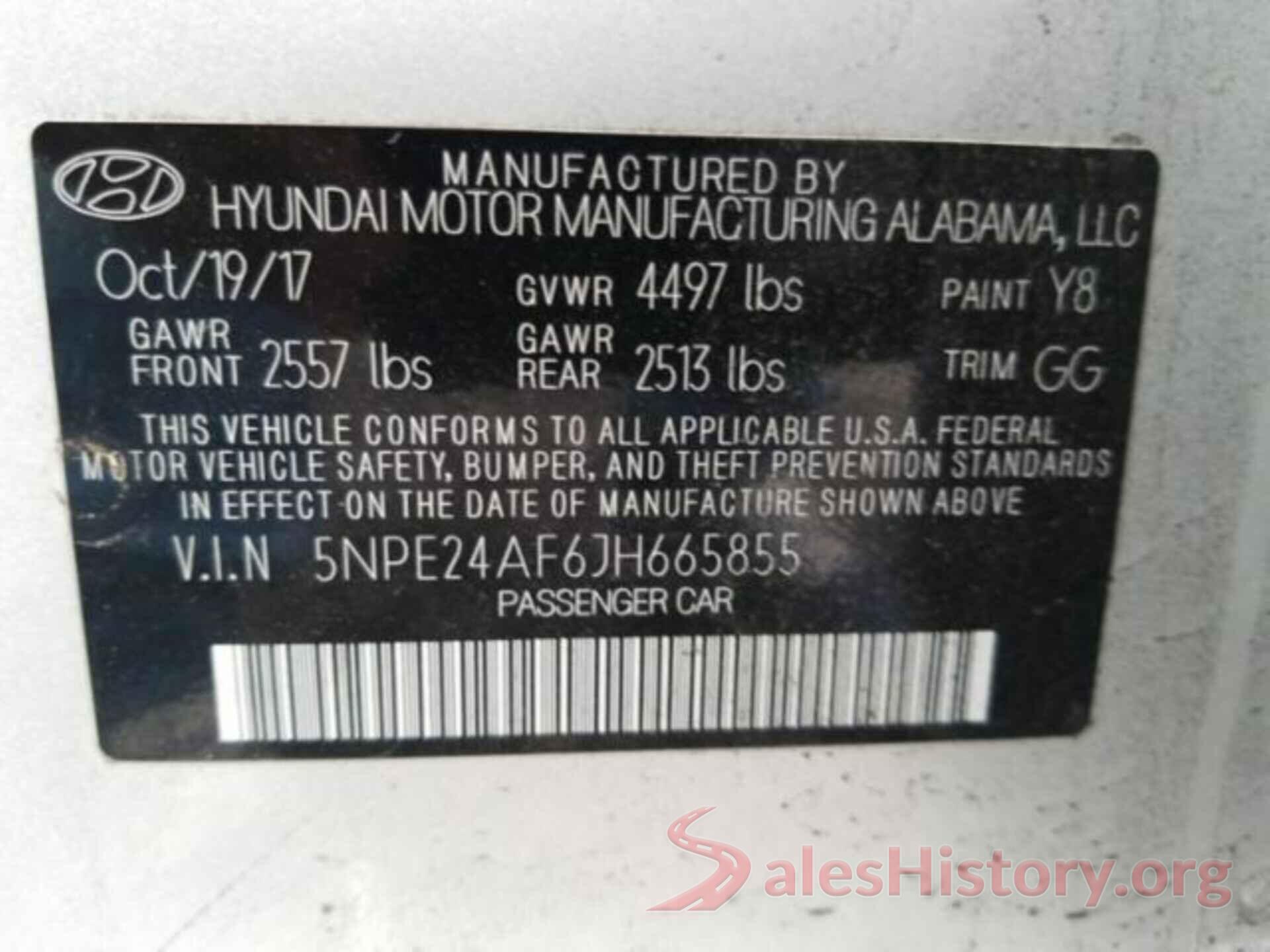 5NPE24AF6JH665855 2018 HYUNDAI SONATA