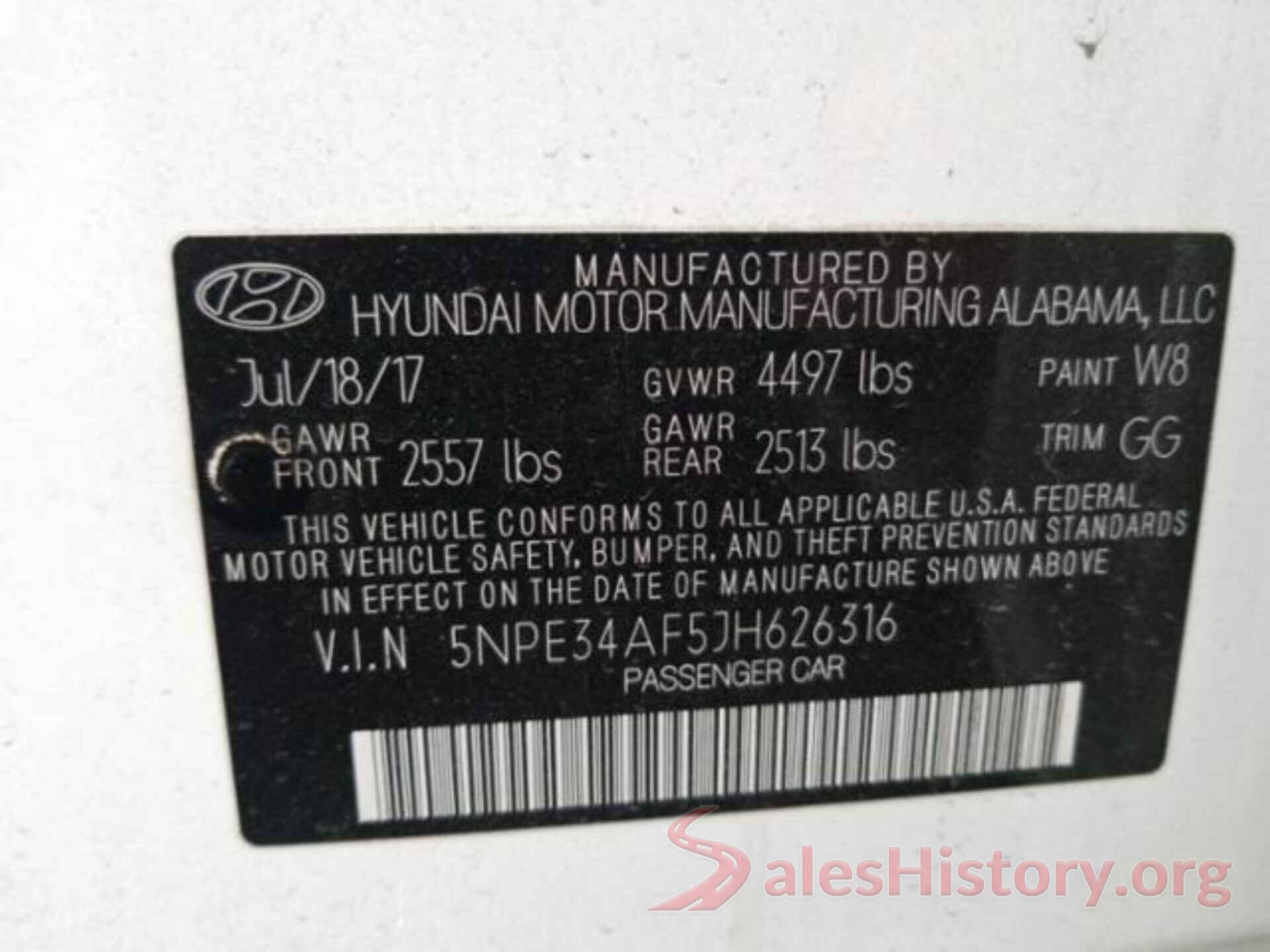 5NPE34AF5JH626316 2018 HYUNDAI SONATA