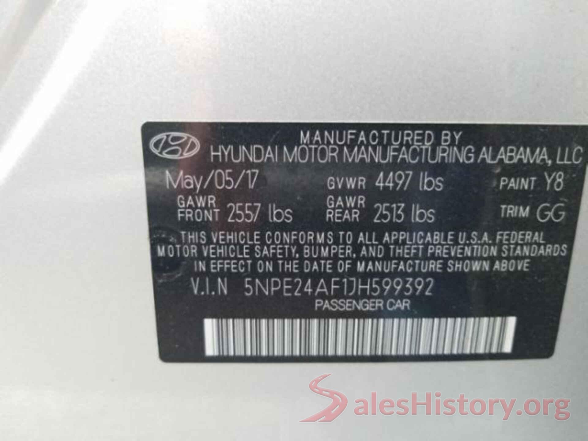 5NPE24AF1JH599392 2018 HYUNDAI SONATA