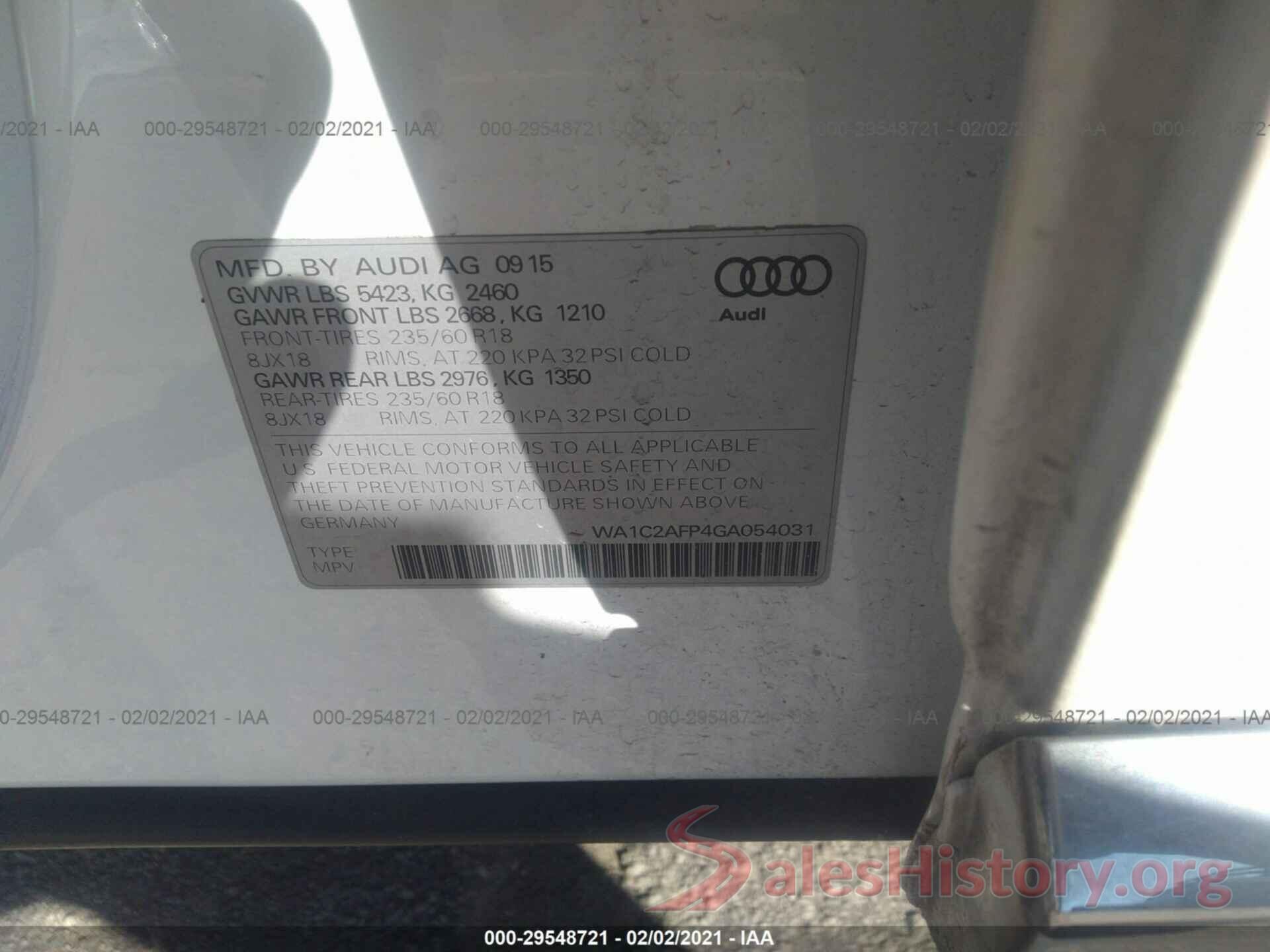 WA1C2AFP4GA054031 2016 AUDI Q5