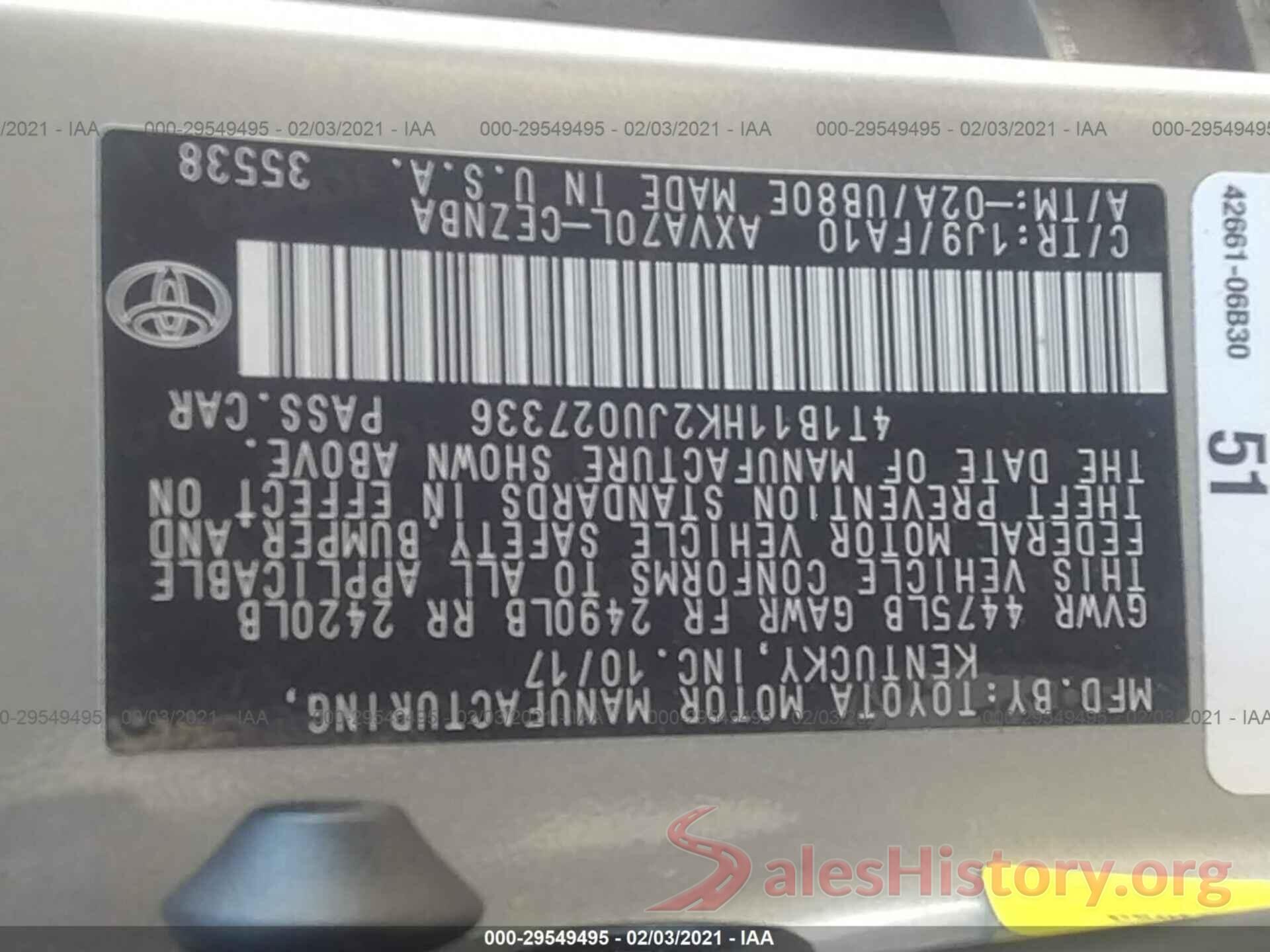 4T1B11HK2JU027336 2018 TOYOTA CAMRY