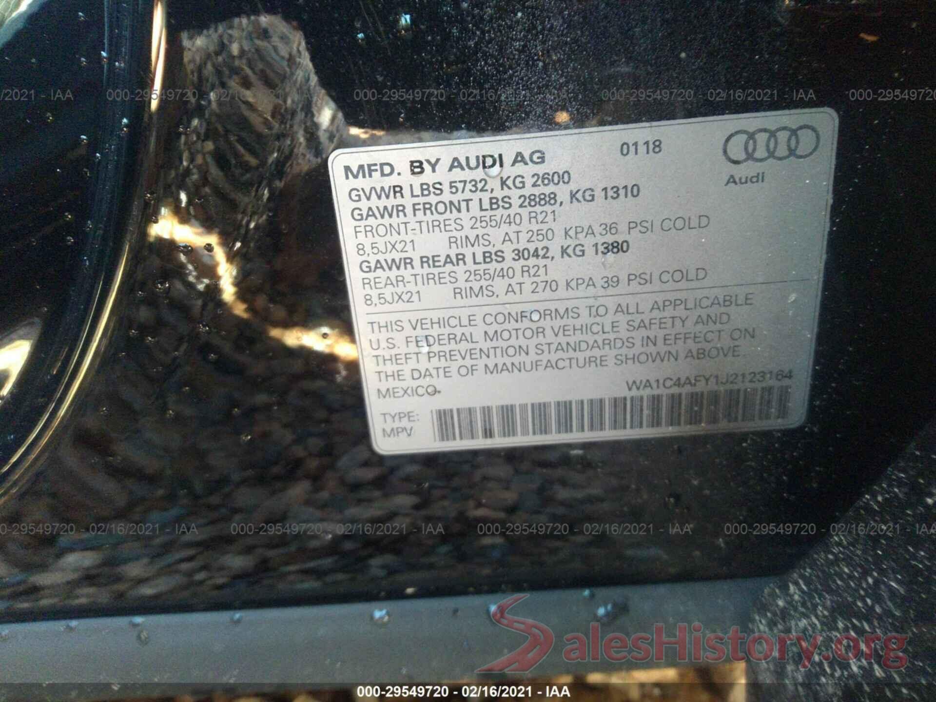 WA1C4AFY1J2123164 2018 AUDI SQ5