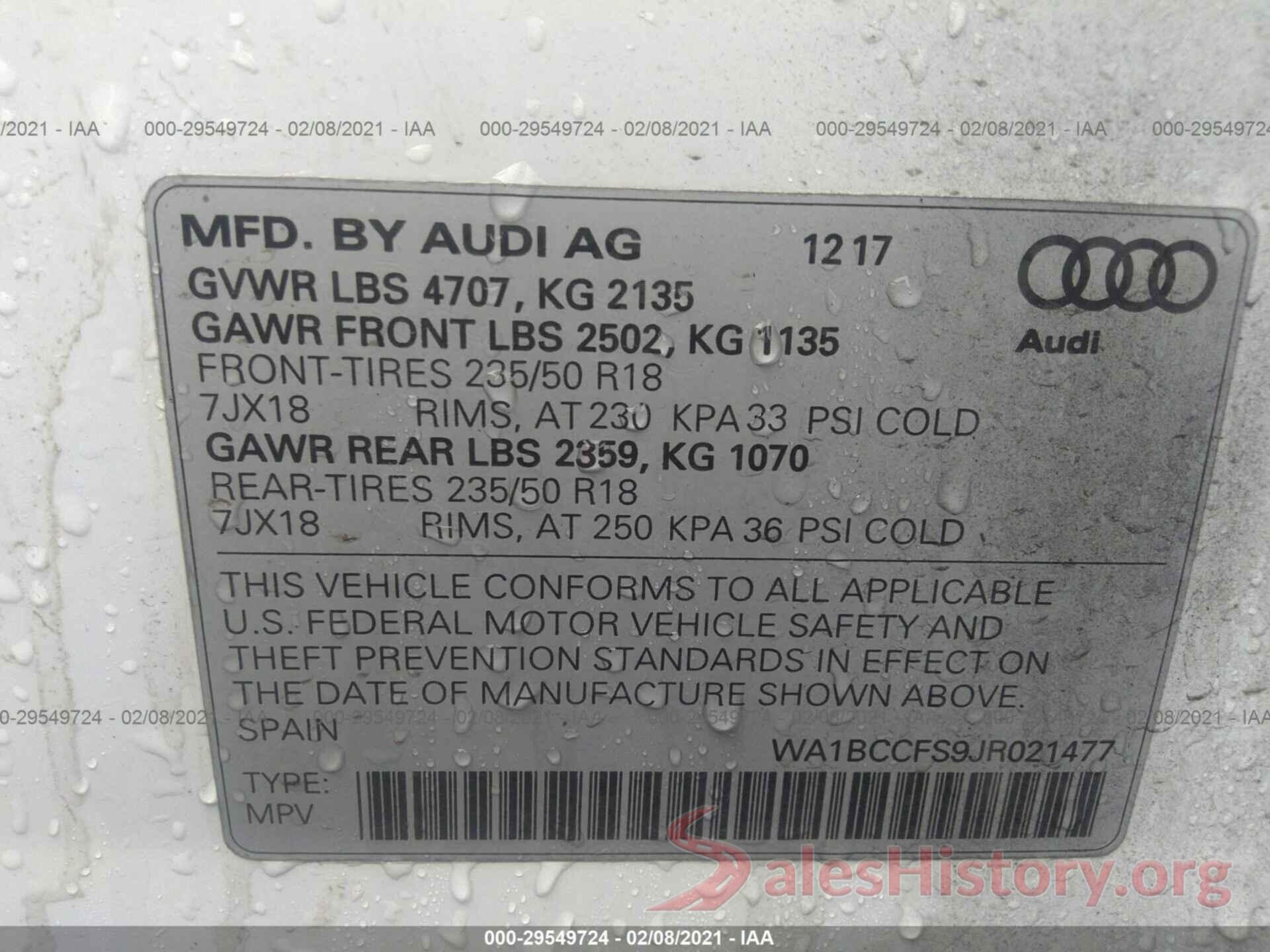 WA1BCCFS9JR021477 2018 AUDI Q3