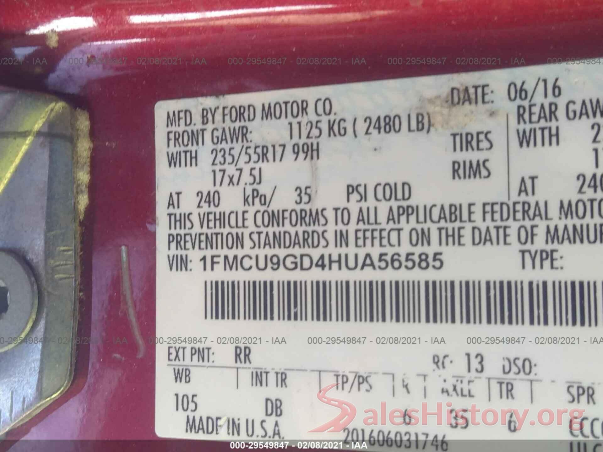 1FMCU9GD4HUA56585 2017 FORD ESCAPE