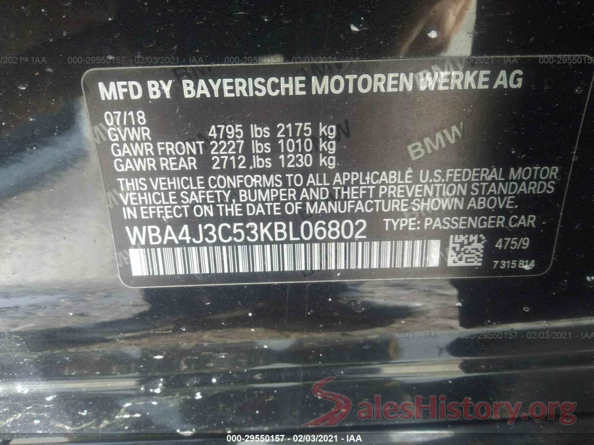 WBA4J3C53KBL06802 2019 BMW 4 SERIES