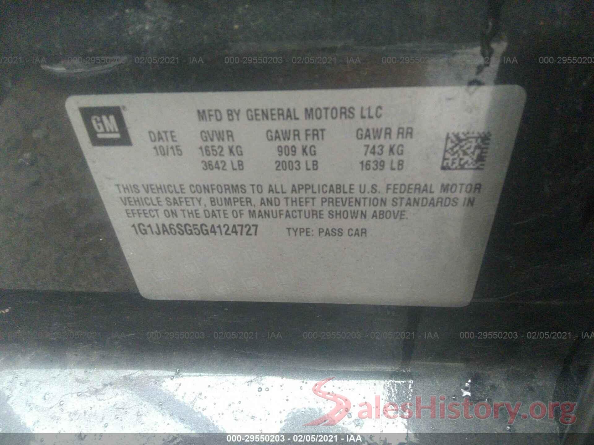 1G1JA6SG5G4124727 2016 CHEVROLET SONIC