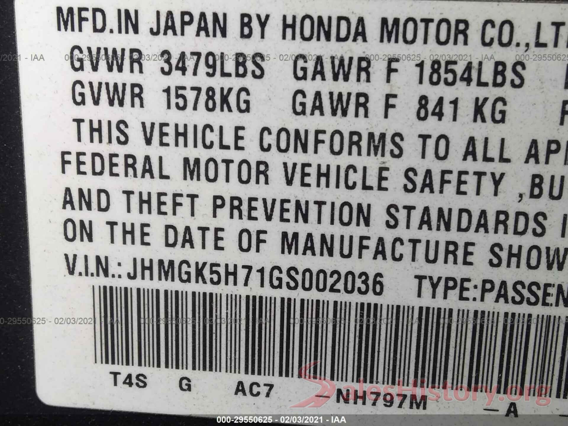 JHMGK5H71GS002036 2016 HONDA FIT