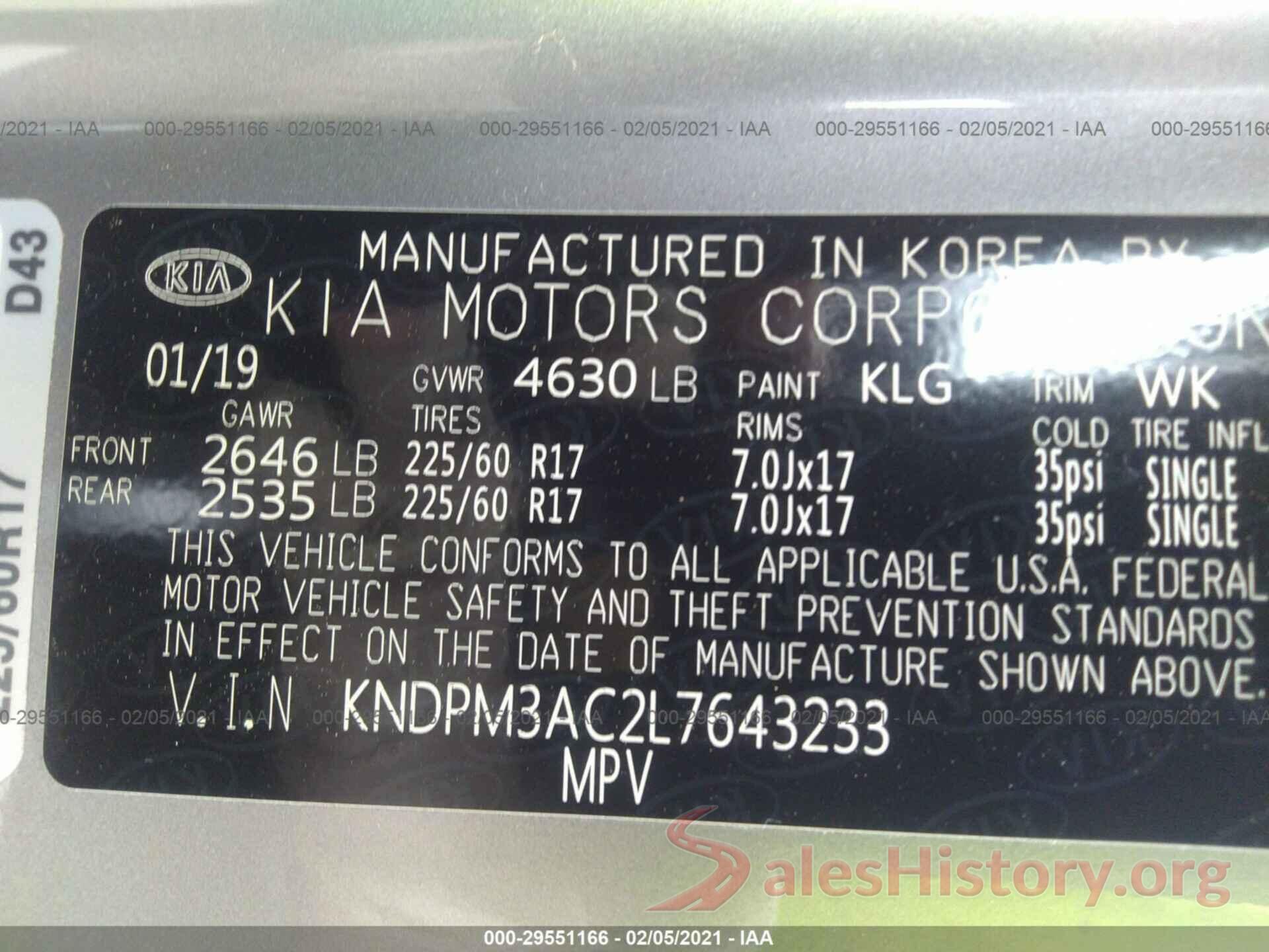 KNDPM3AC2L7643233 2020 KIA SPORTAGE