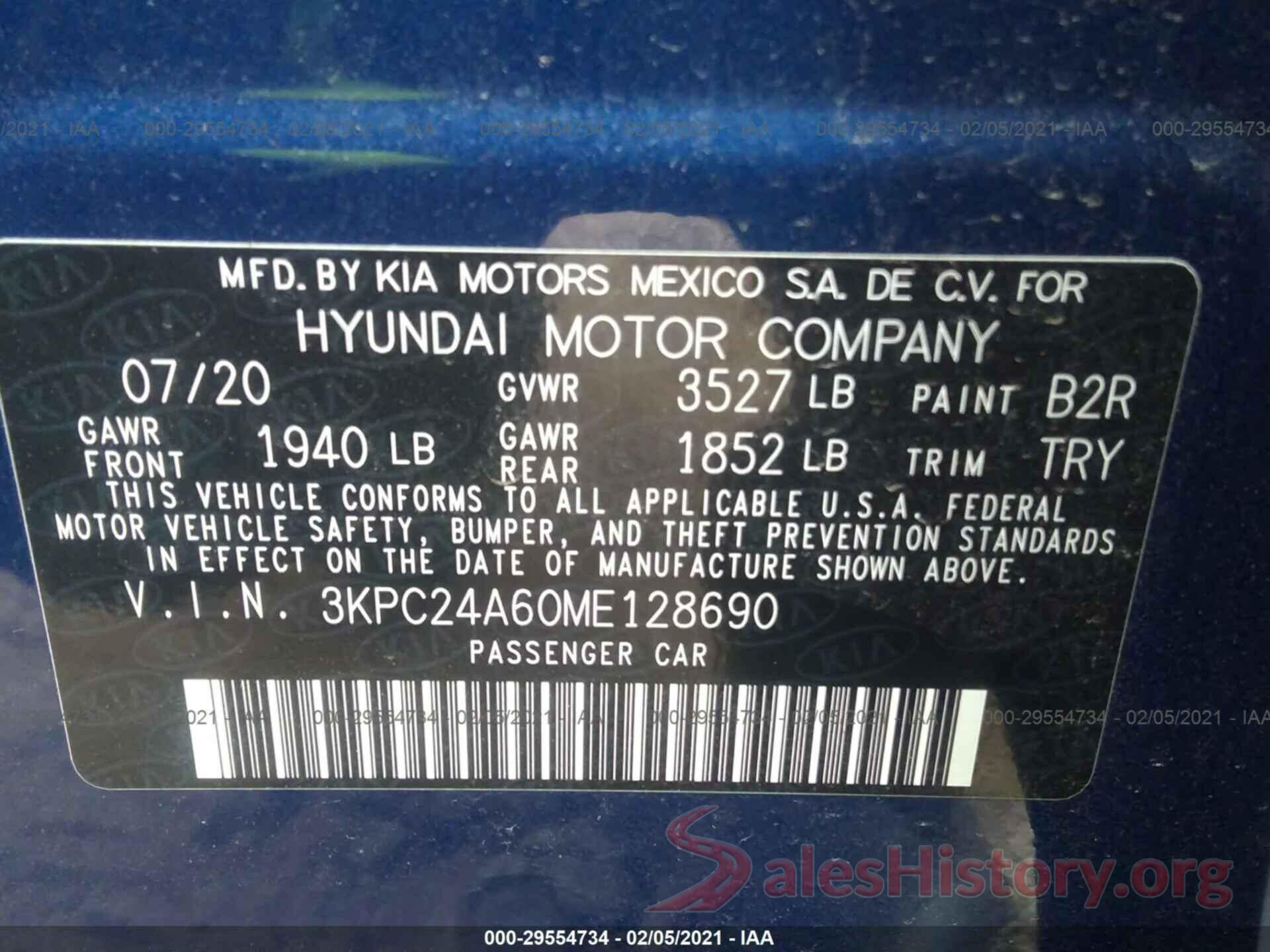 3KPC24A60ME128690 2021 HYUNDAI ACCENT