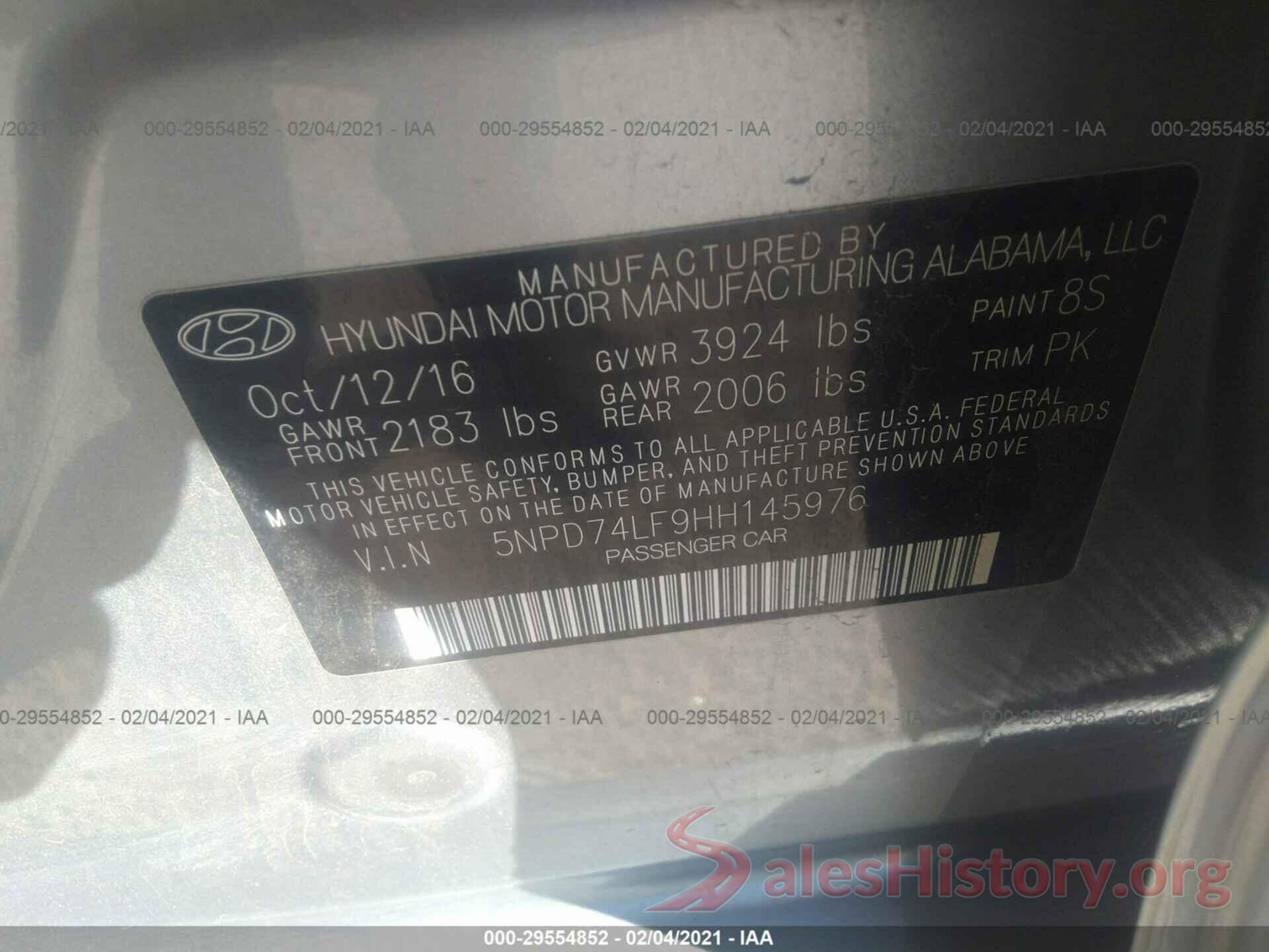 5NPD74LF9HH145976 2017 HYUNDAI ELANTRA