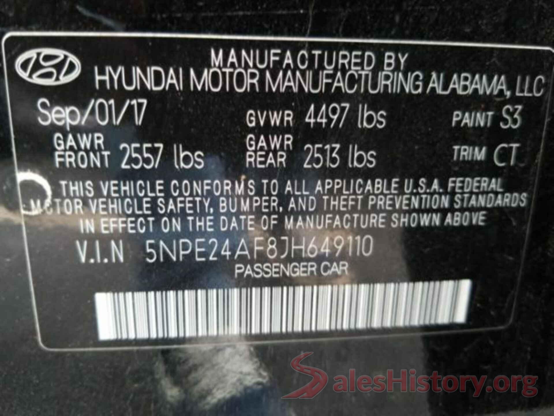 5NPE24AF8JH649110 2018 HYUNDAI SONATA