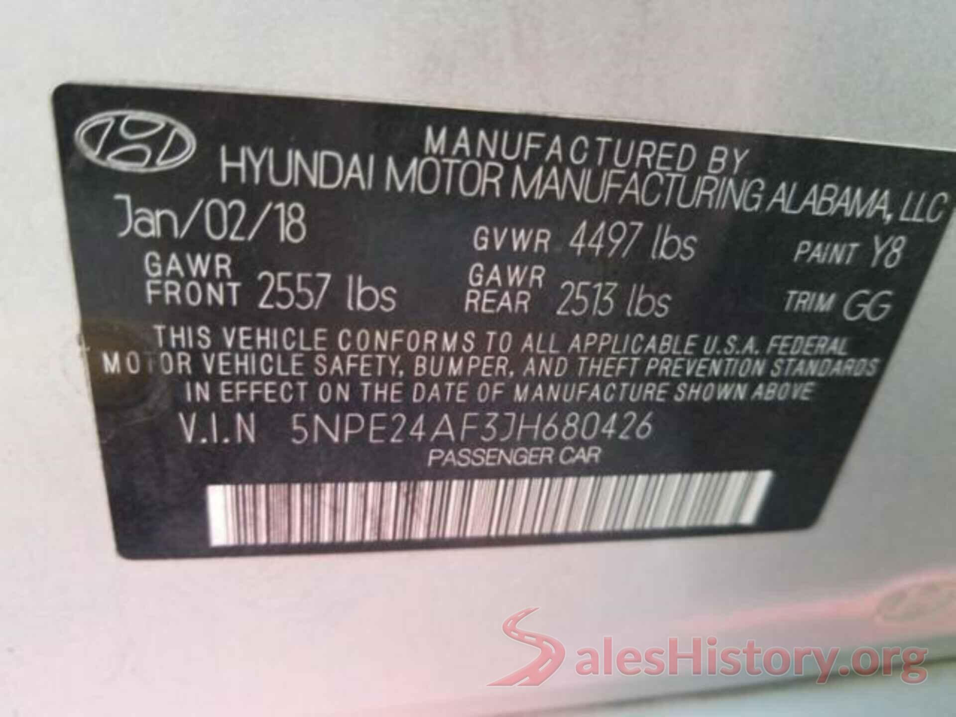 5NPE24AF3JH680426 2018 HYUNDAI SONATA