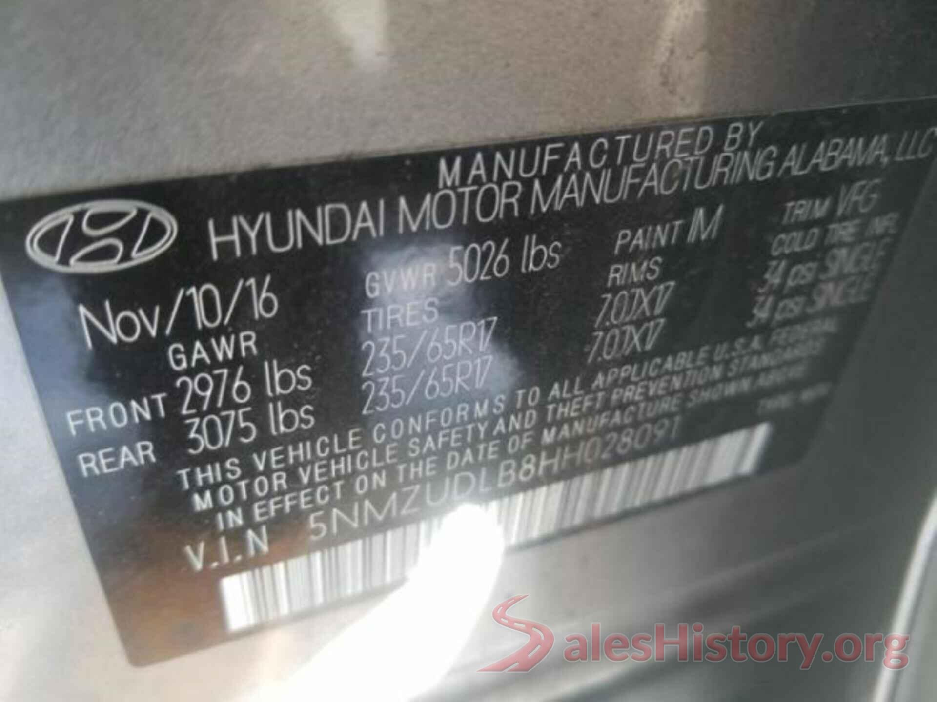 5NMZUDLB8HH028091 2017 HYUNDAI SANTA FE SPORT