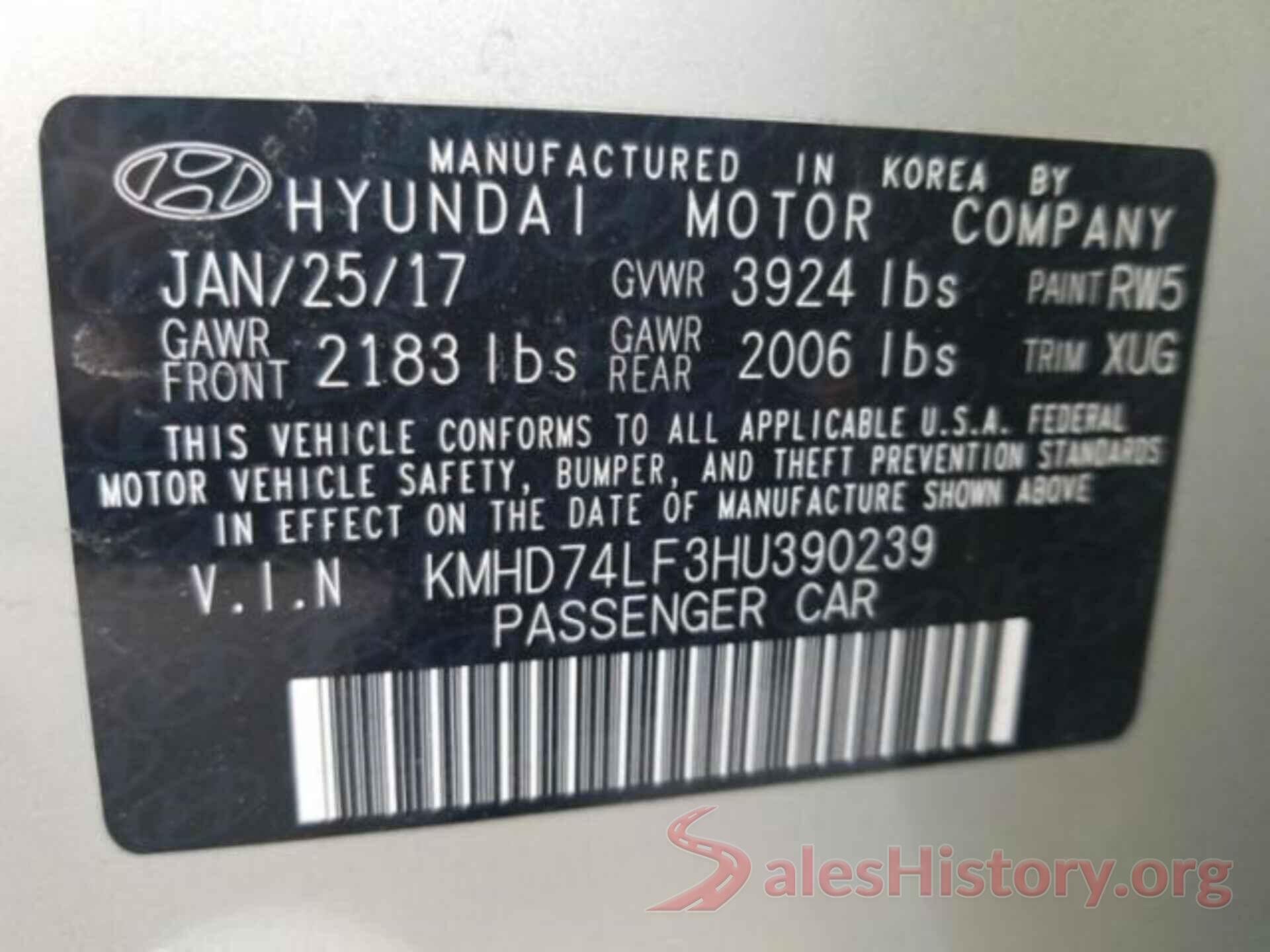 KMHD74LF3HU390239 2017 HYUNDAI ELANTRA