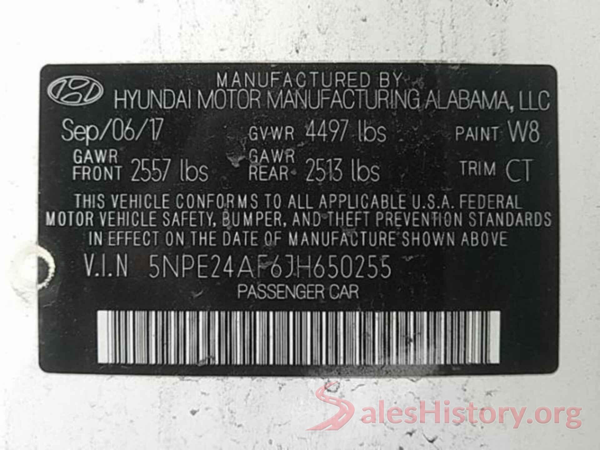 5NPE24AF6JH650255 2018 HYUNDAI SONATA