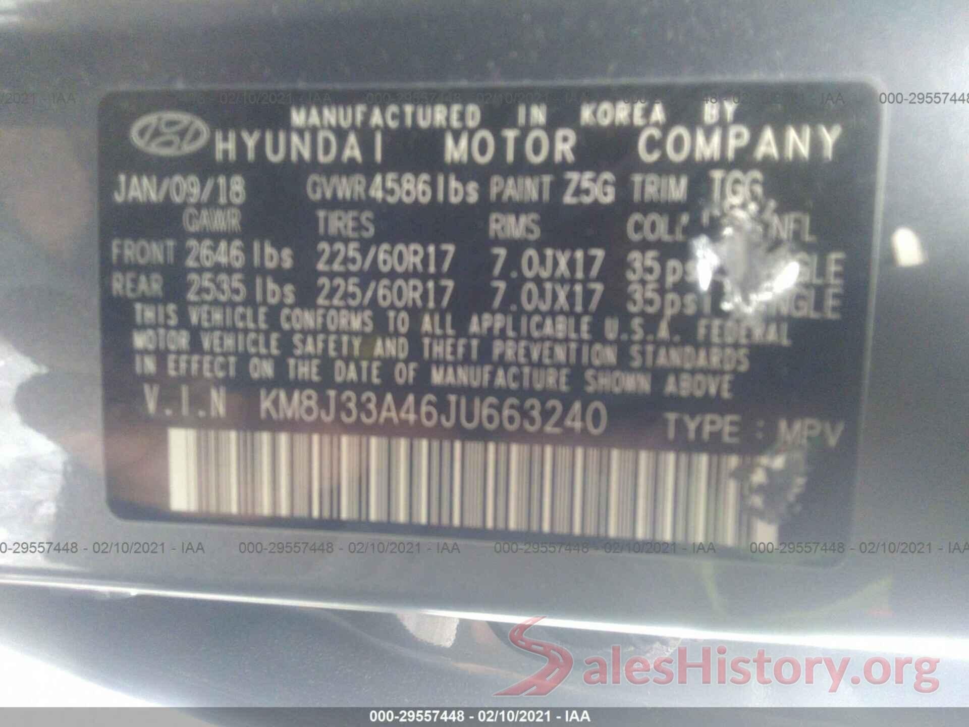 KM8J33A46JU663240 2018 HYUNDAI TUCSON