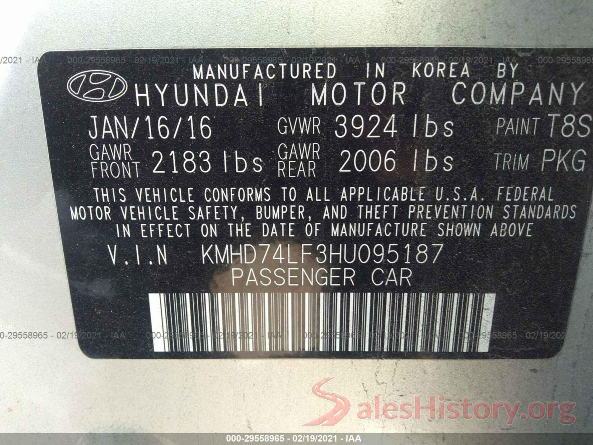 KMHD74LF3HU095187 2017 HYUNDAI ELANTRA