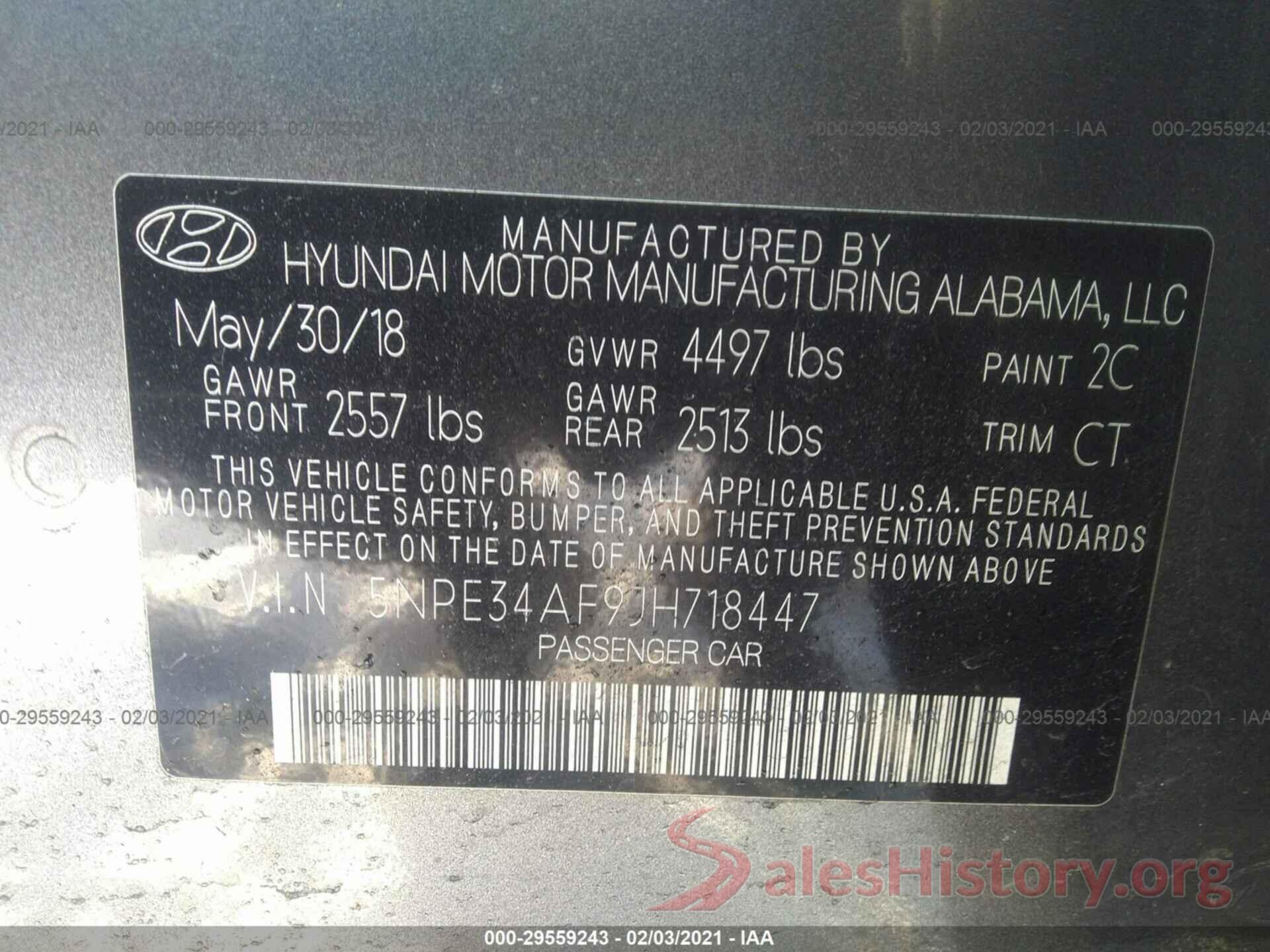 5NPE34AF9JH718447 2018 HYUNDAI SONATA