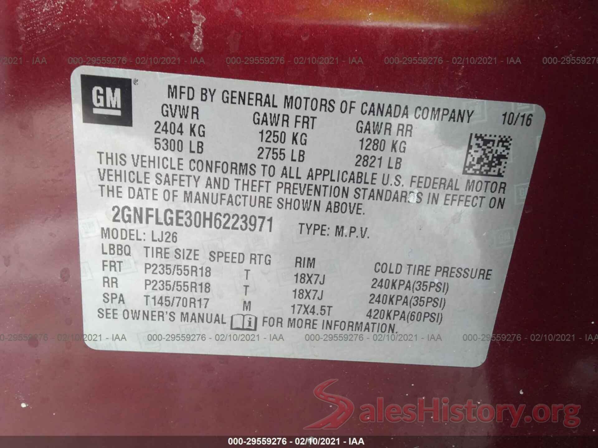 2GNFLGE30H6223971 2017 CHEVROLET EQUINOX