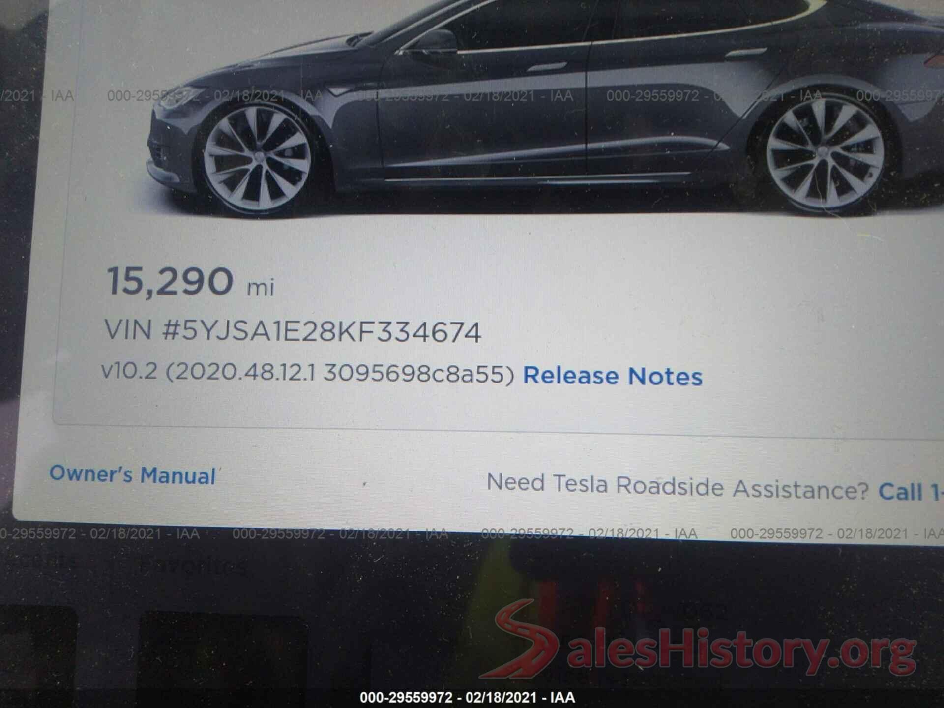 5YJSA1E28KF334674 2019 TESLA MODEL S