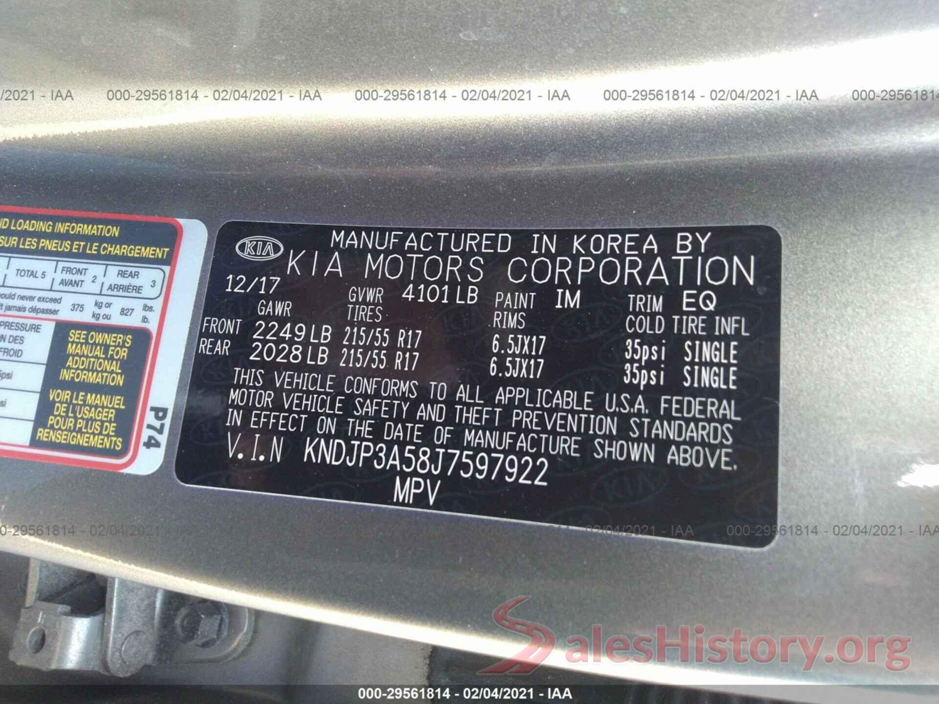 KNDJP3A58J7597922 2018 KIA SOUL