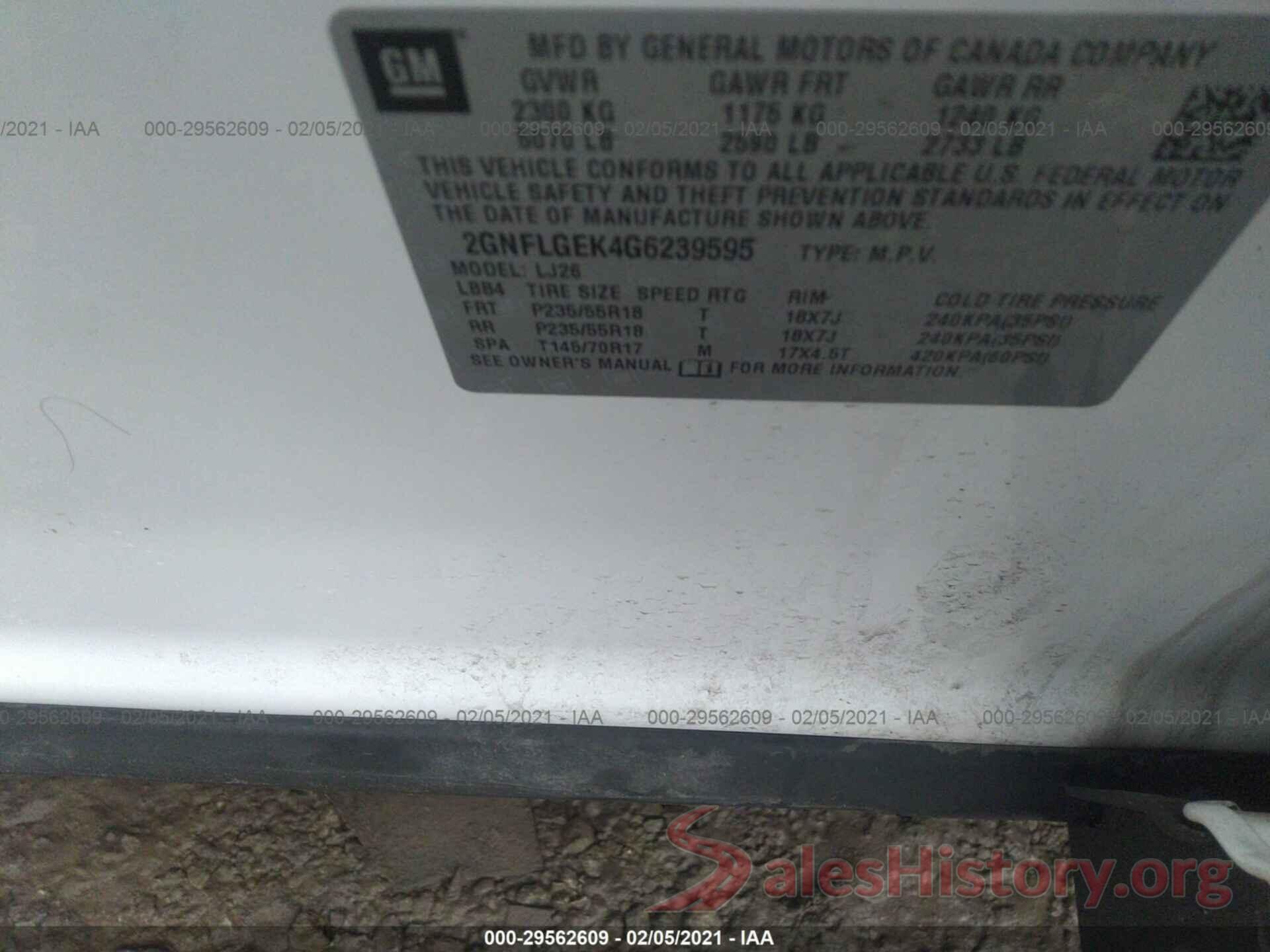 2GNFLGEK4G6239595 2016 CHEVROLET EQUINOX