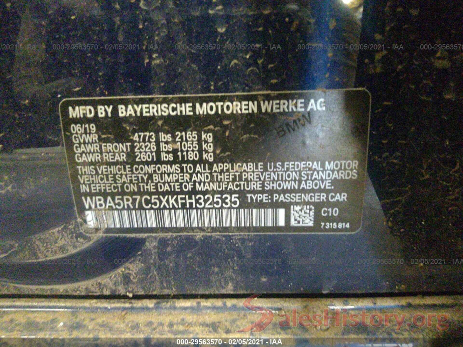 WBA5R7C5XKFH32535 2019 BMW 3 SERIES