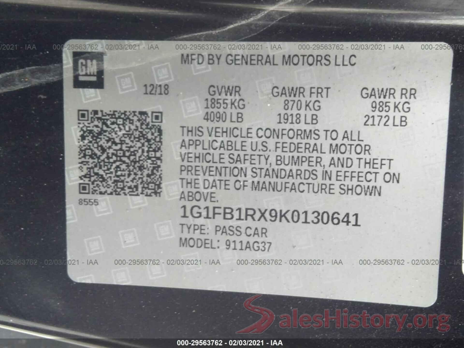 1G1FB1RX9K0130641 2019 CHEVROLET CAMARO