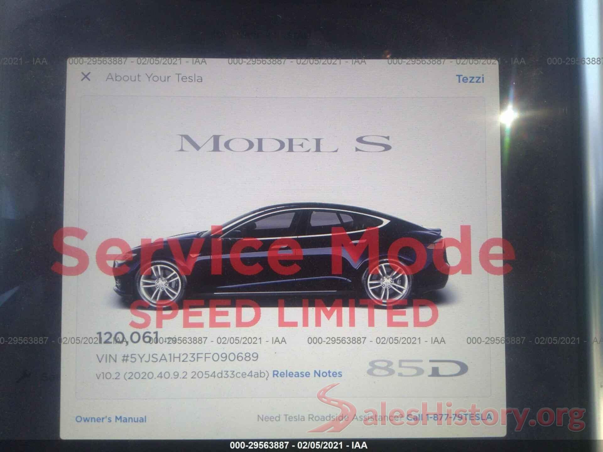 5YJSA1H23FF090689 2015 TESLA MODEL S