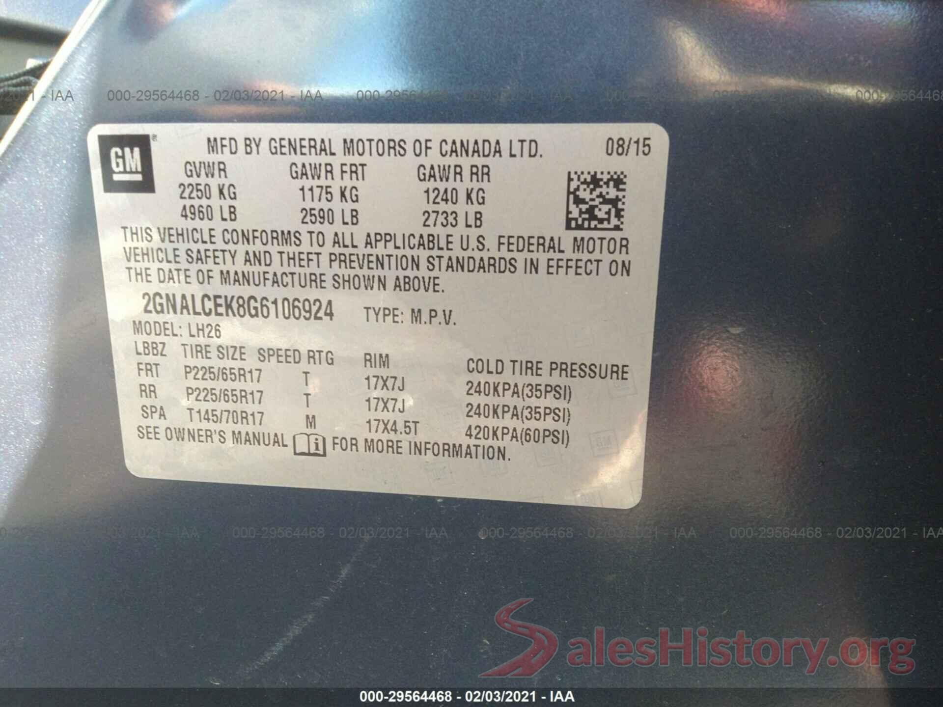 2GNALCEK8G6106924 2016 CHEVROLET EQUINOX