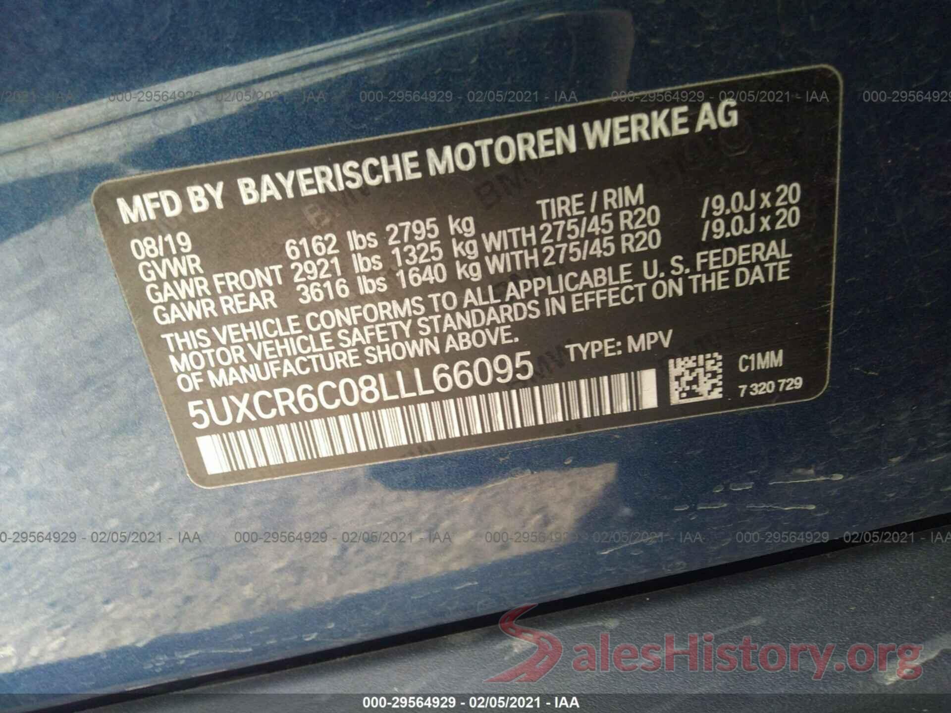 5UXCR6C08LLL66095 2020 BMW X5