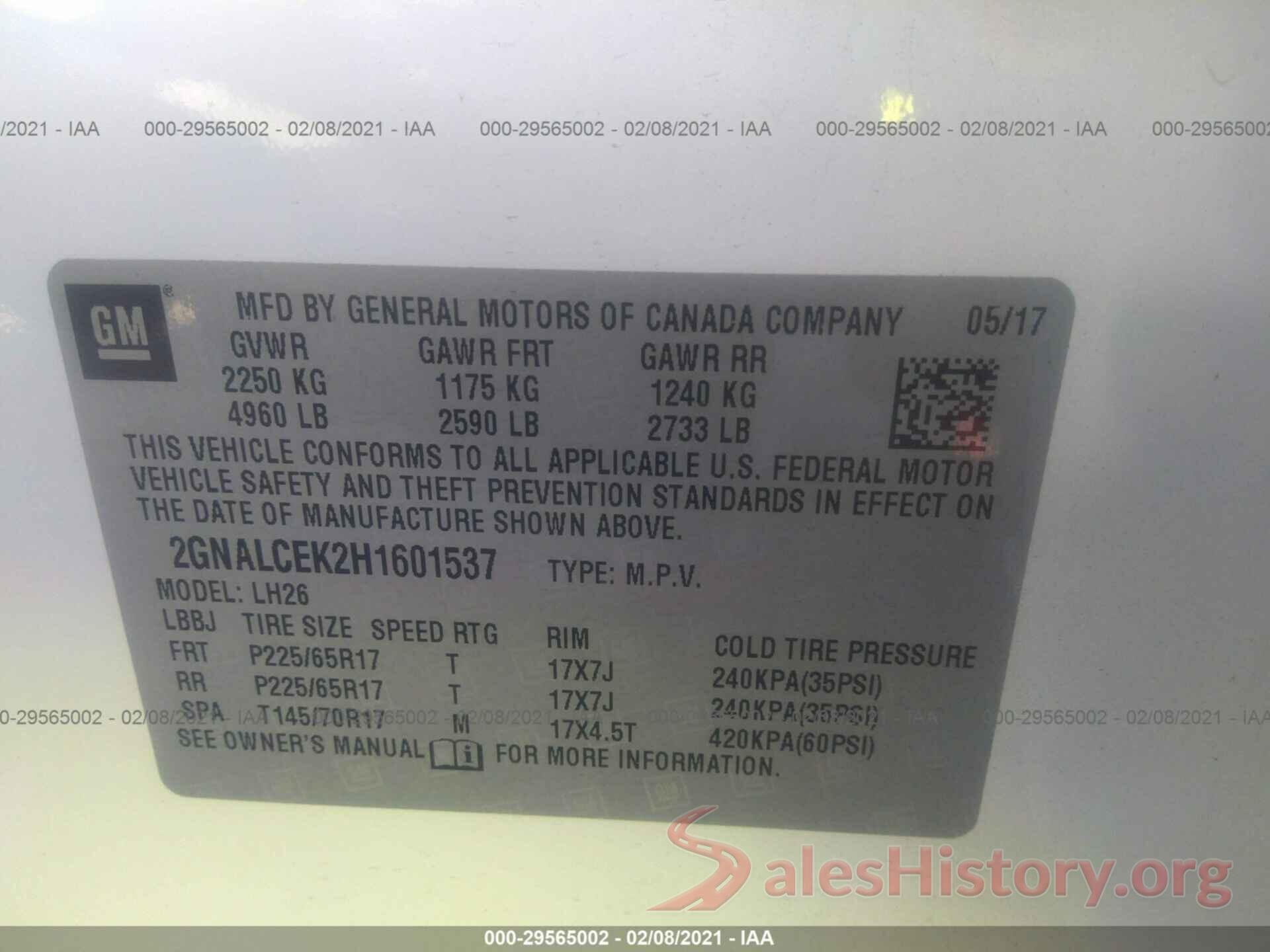 2GNALCEK2H1601537 2017 CHEVROLET EQUINOX