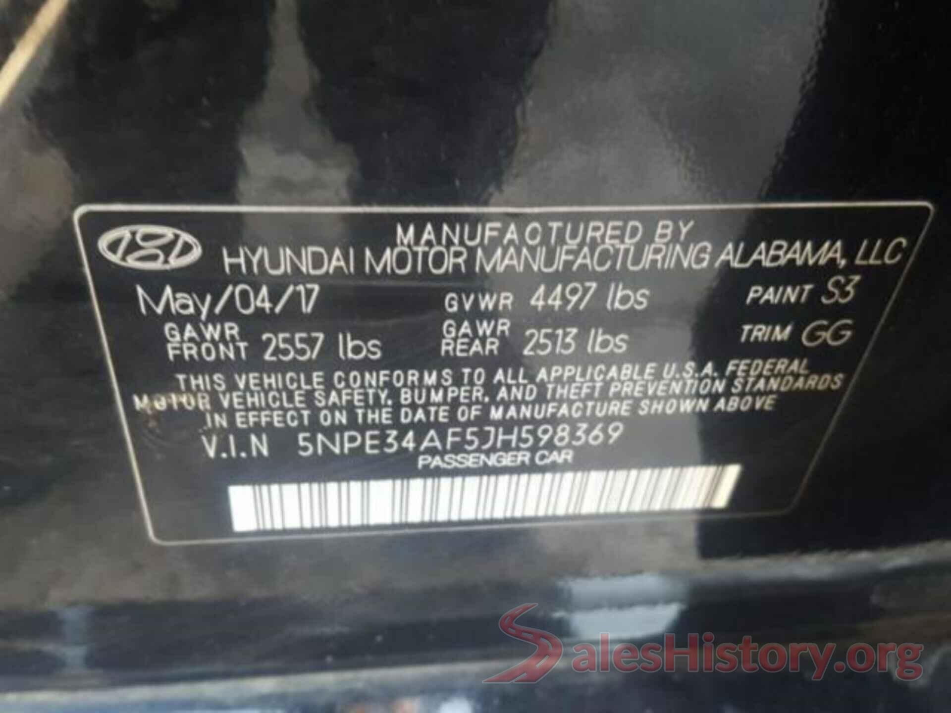 5NPE34AF5JH598369 2018 HYUNDAI SONATA