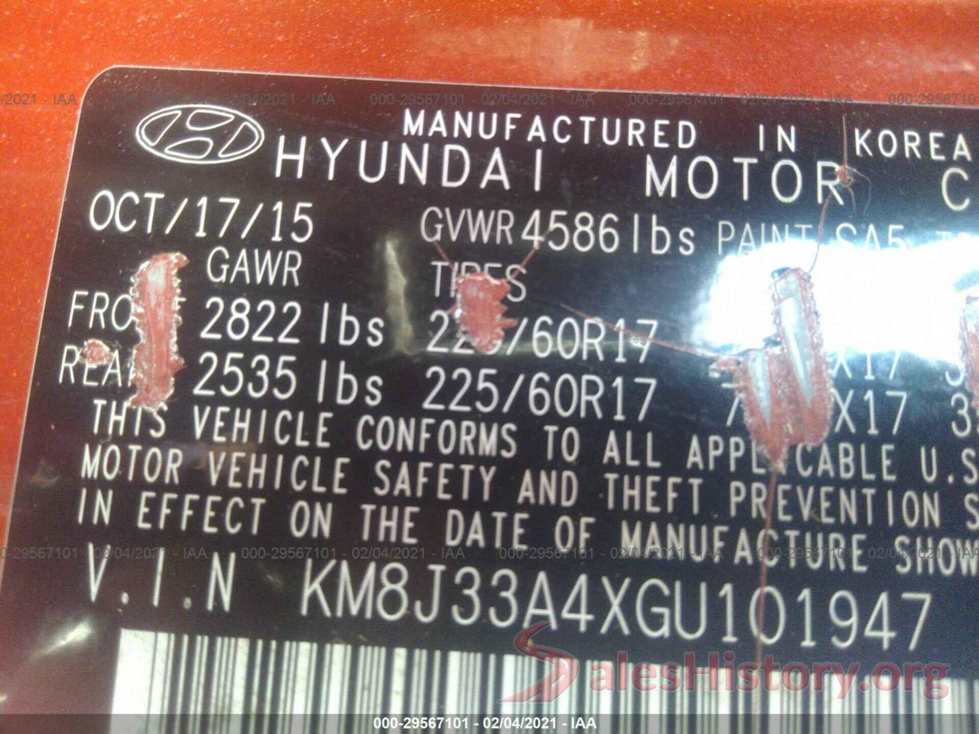 KM8J33A4XGU101947 2016 HYUNDAI TUCSON