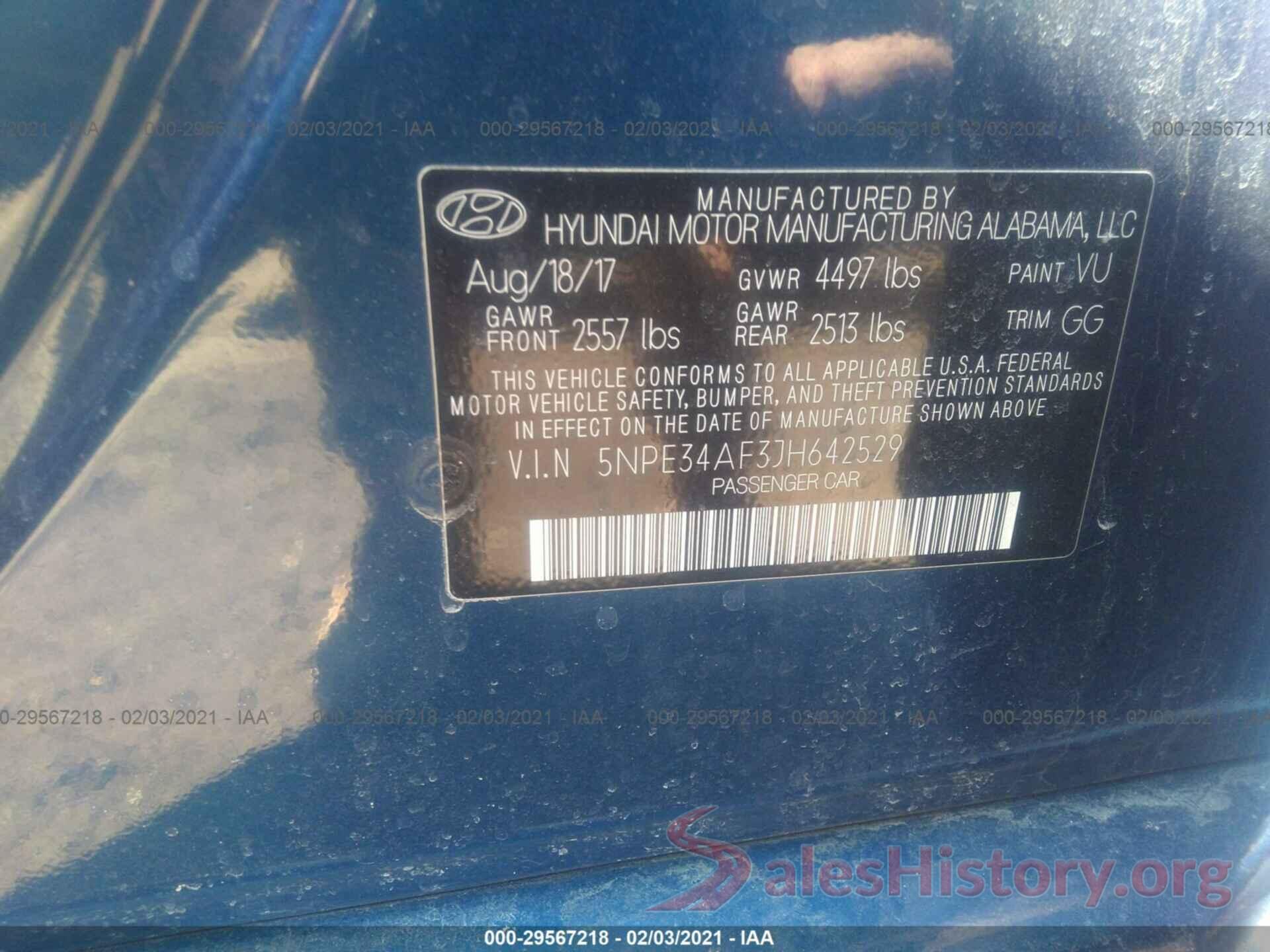 5NPE34AF3JH642529 2018 HYUNDAI SONATA