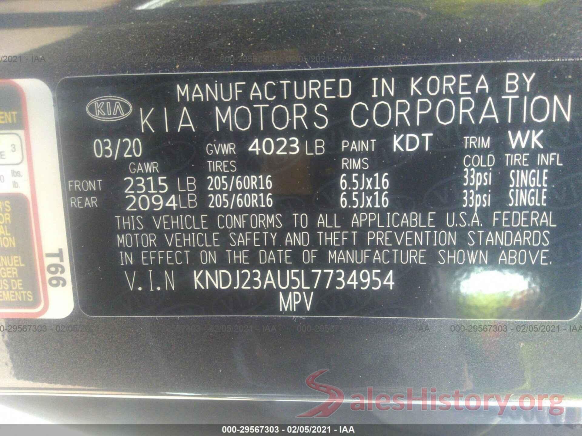 KNDJ23AU5L7734954 2020 KIA SOUL