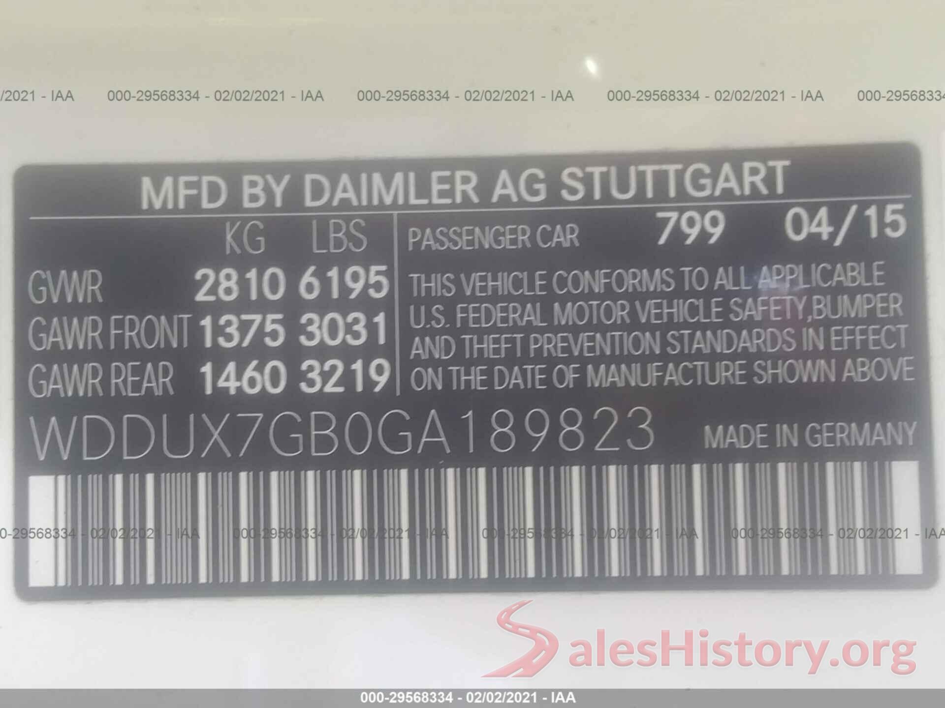 WDDUX7GB0GA189823 2016 MERCEDES-BENZ S-CLASS