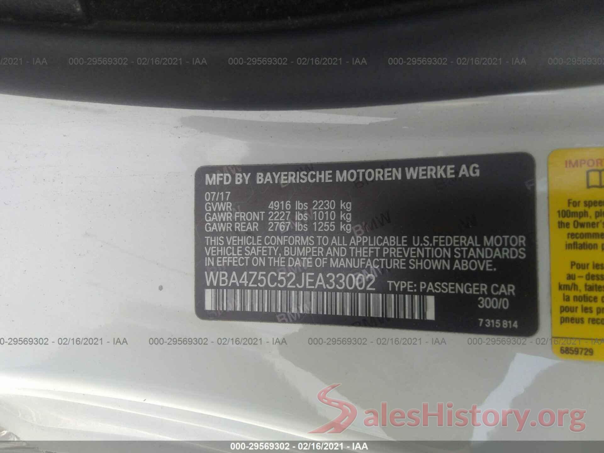 WBA4Z5C52JEA33002 2018 BMW 4 SERIES