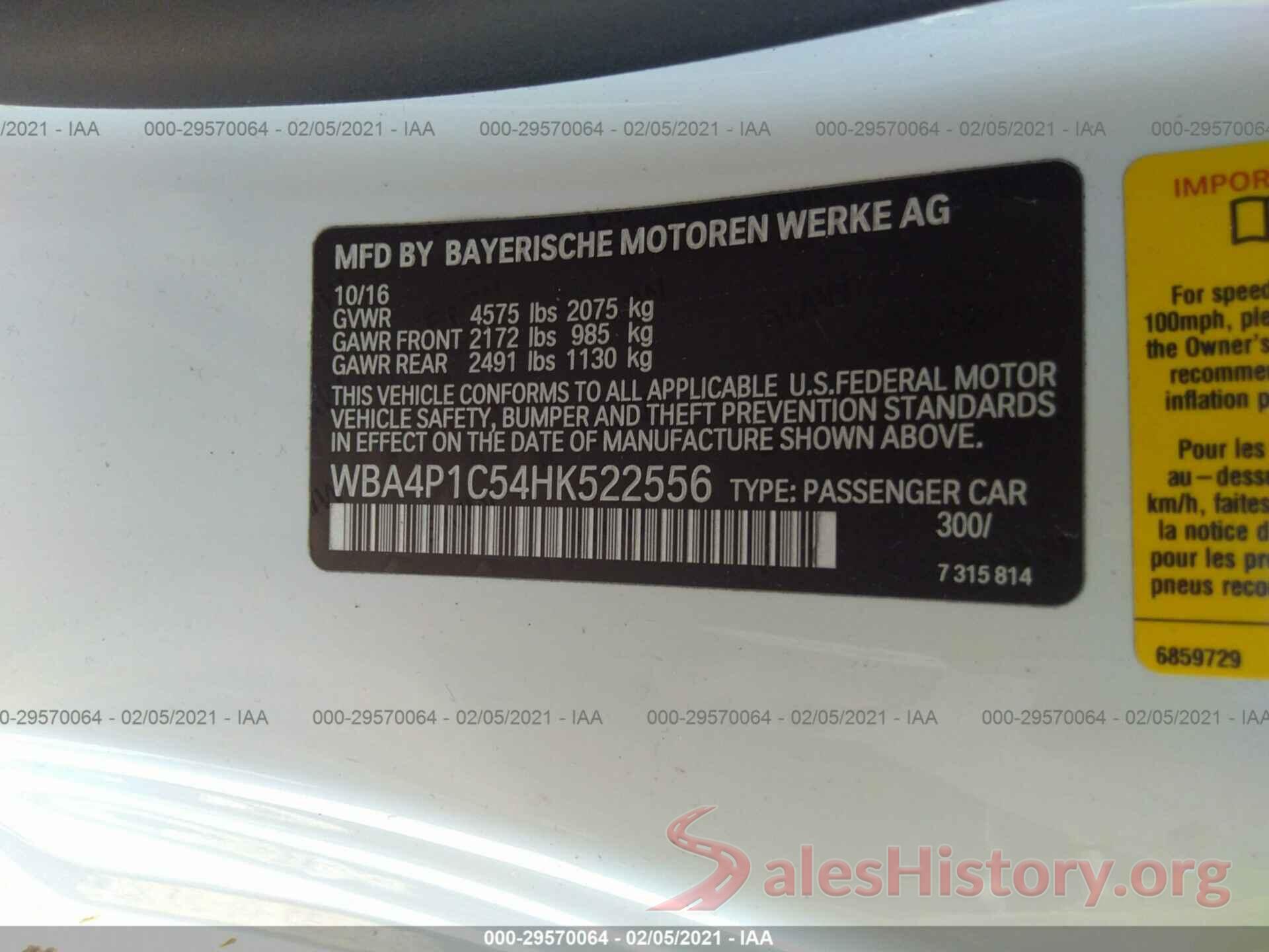 WBA4P1C54HK522556 2017 BMW 4 SERIES