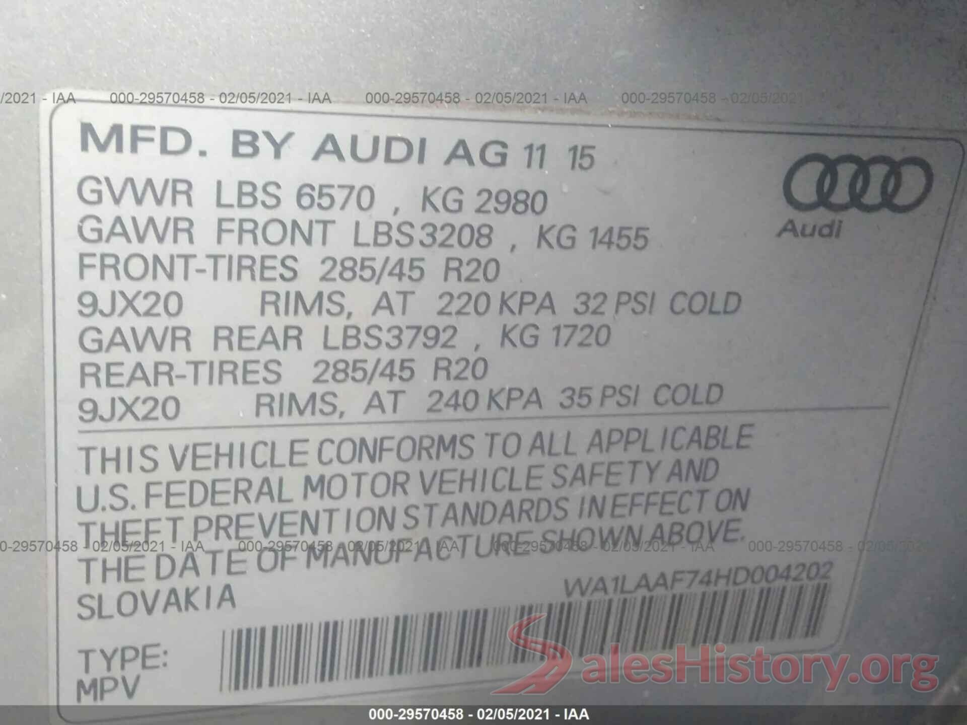 WA1LAAF74HD004202 2017 AUDI Q7