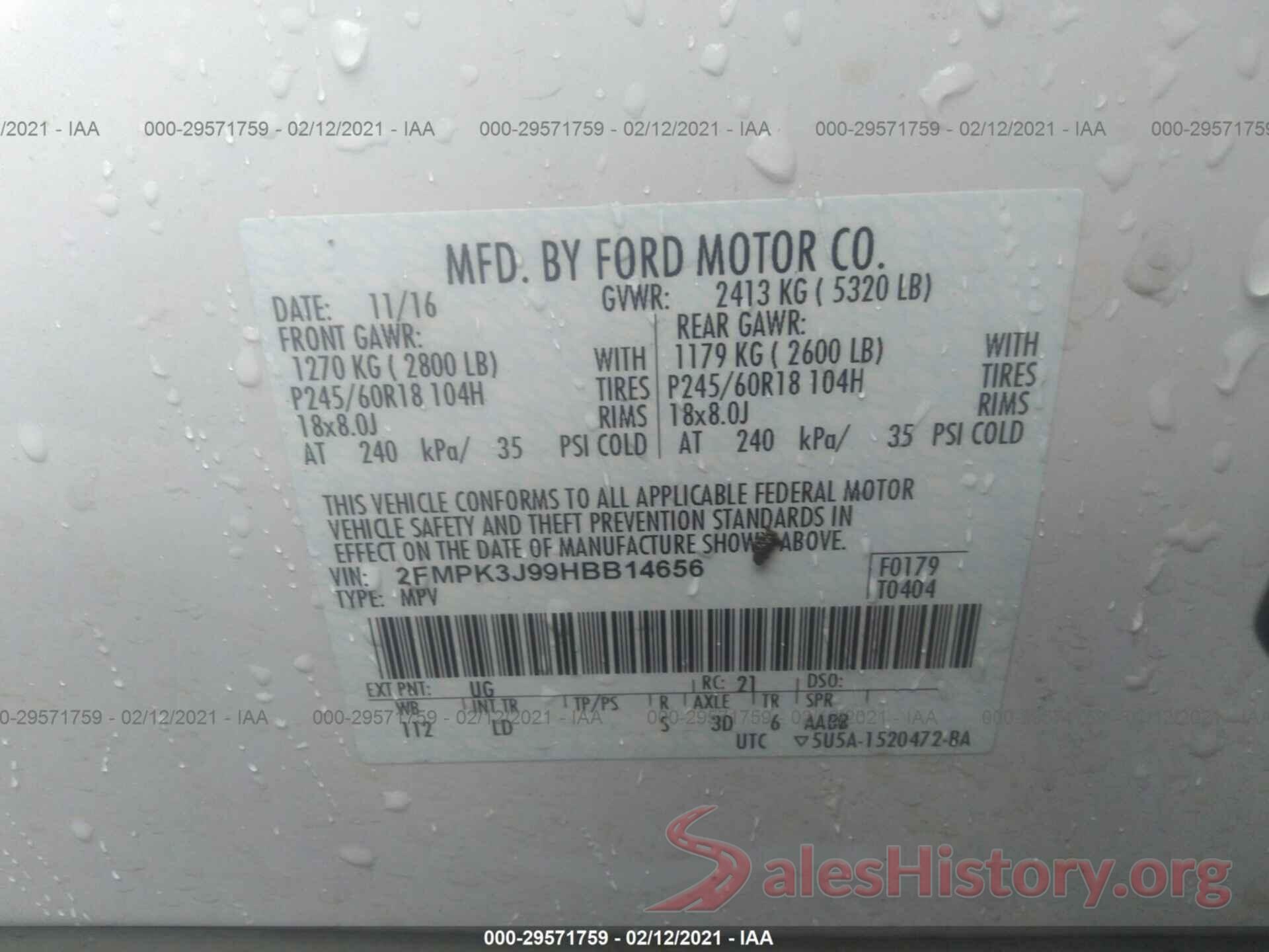 2FMPK3J99HBB14656 2017 FORD EDGE