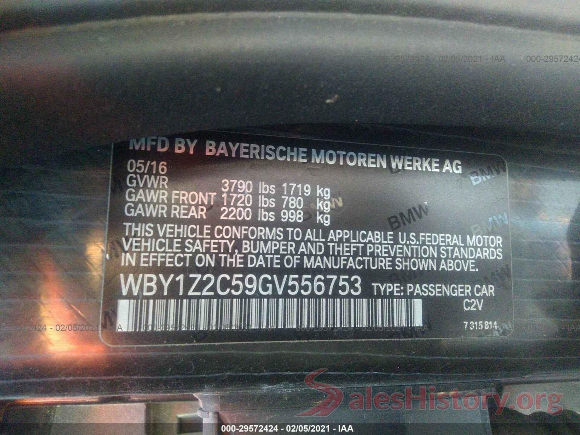 WBY1Z2C59GV556753 2016 BMW I3