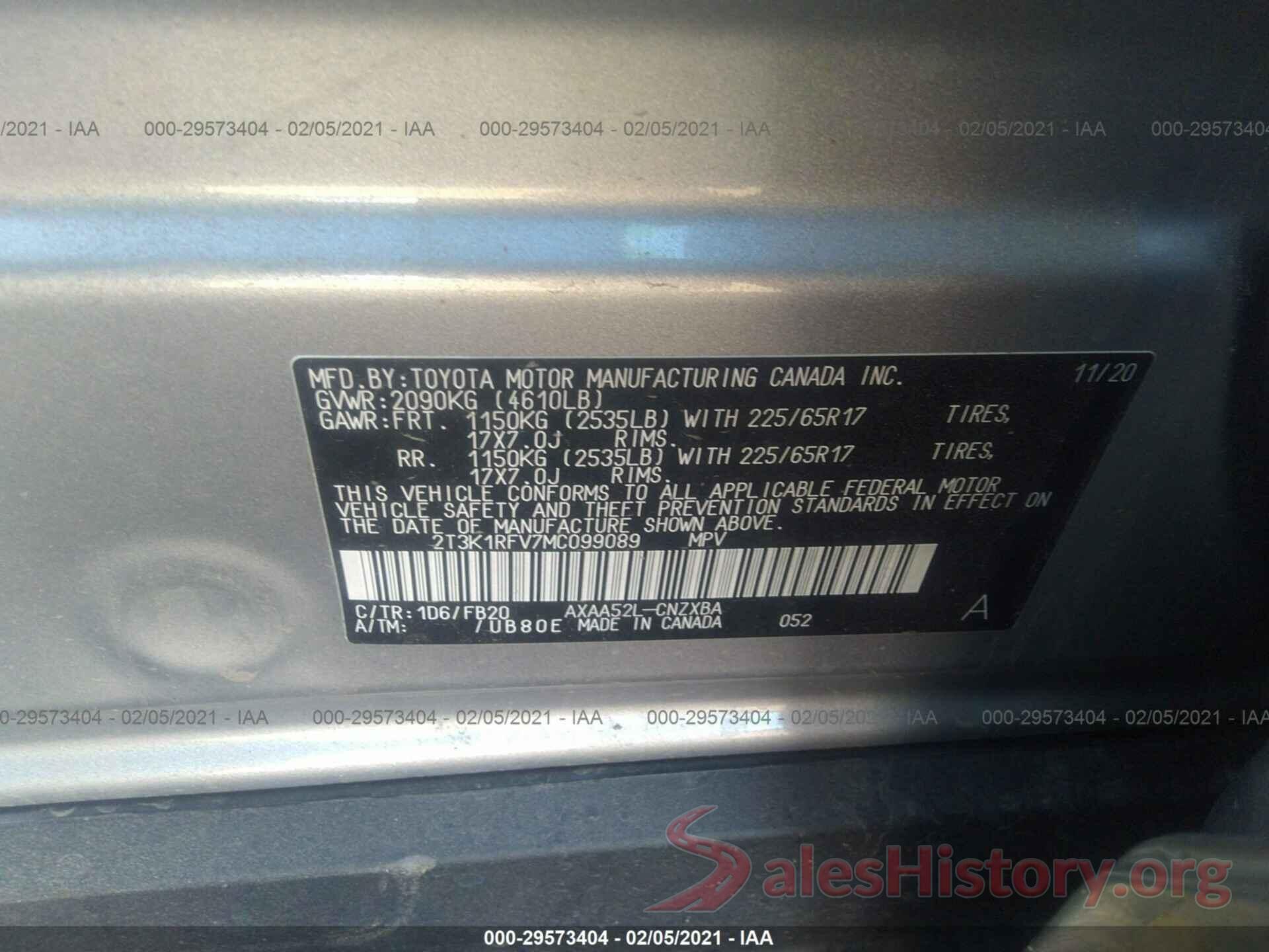 2T3K1RFV7MC099089 2021 TOYOTA RAV4