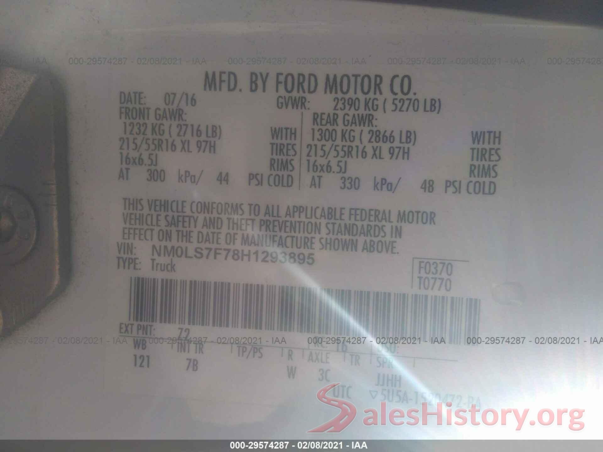 NM0LS7F78H1293895 2017 FORD TRANSIT CONNECT VAN