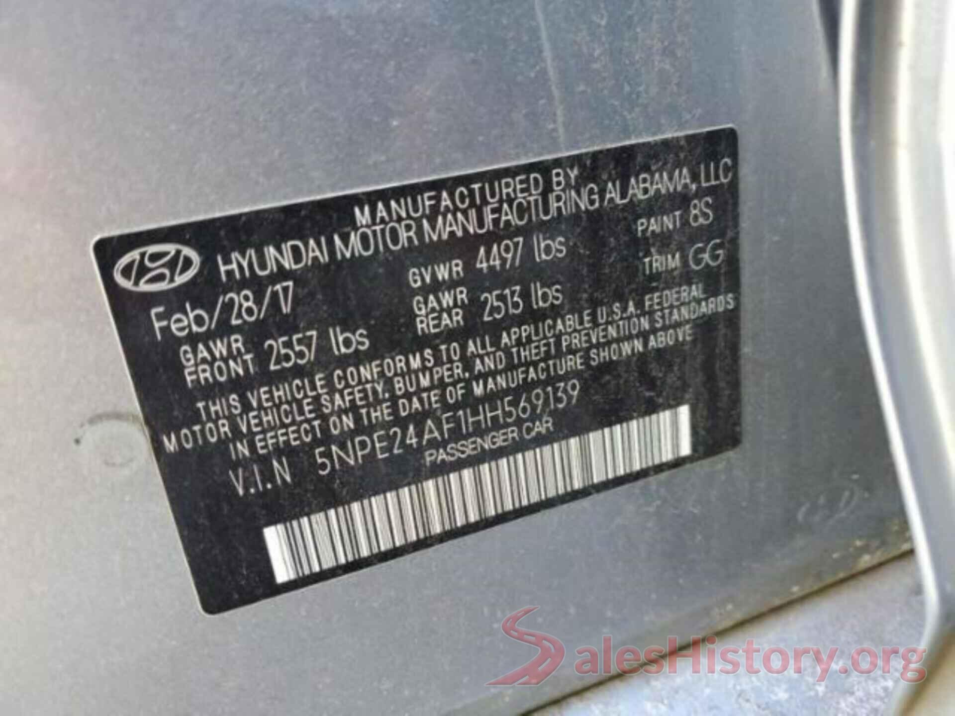 5NPE24AF1HH569139 2017 HYUNDAI SONATA