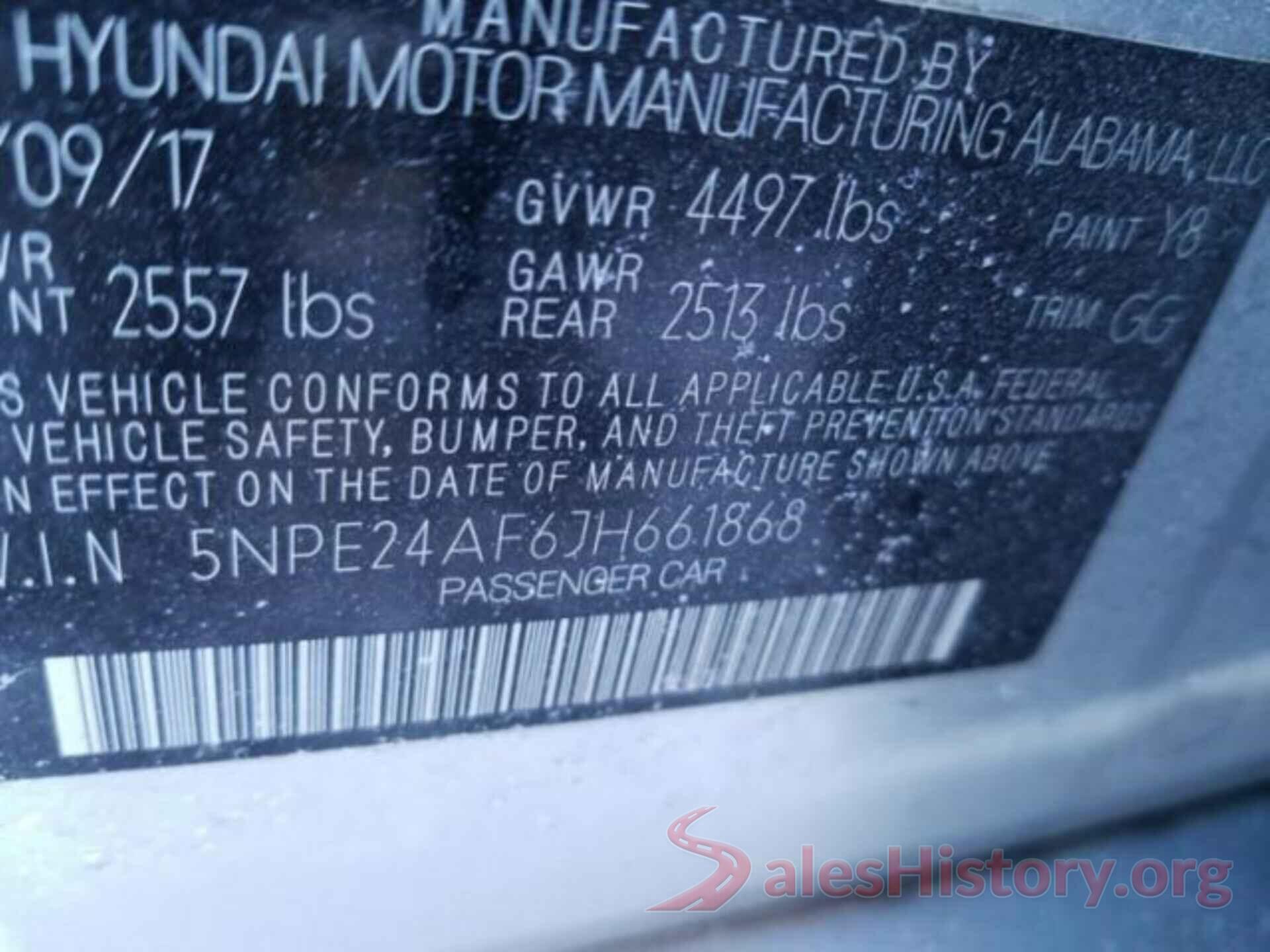 5NPE24AF6JH661868 2018 HYUNDAI SONATA