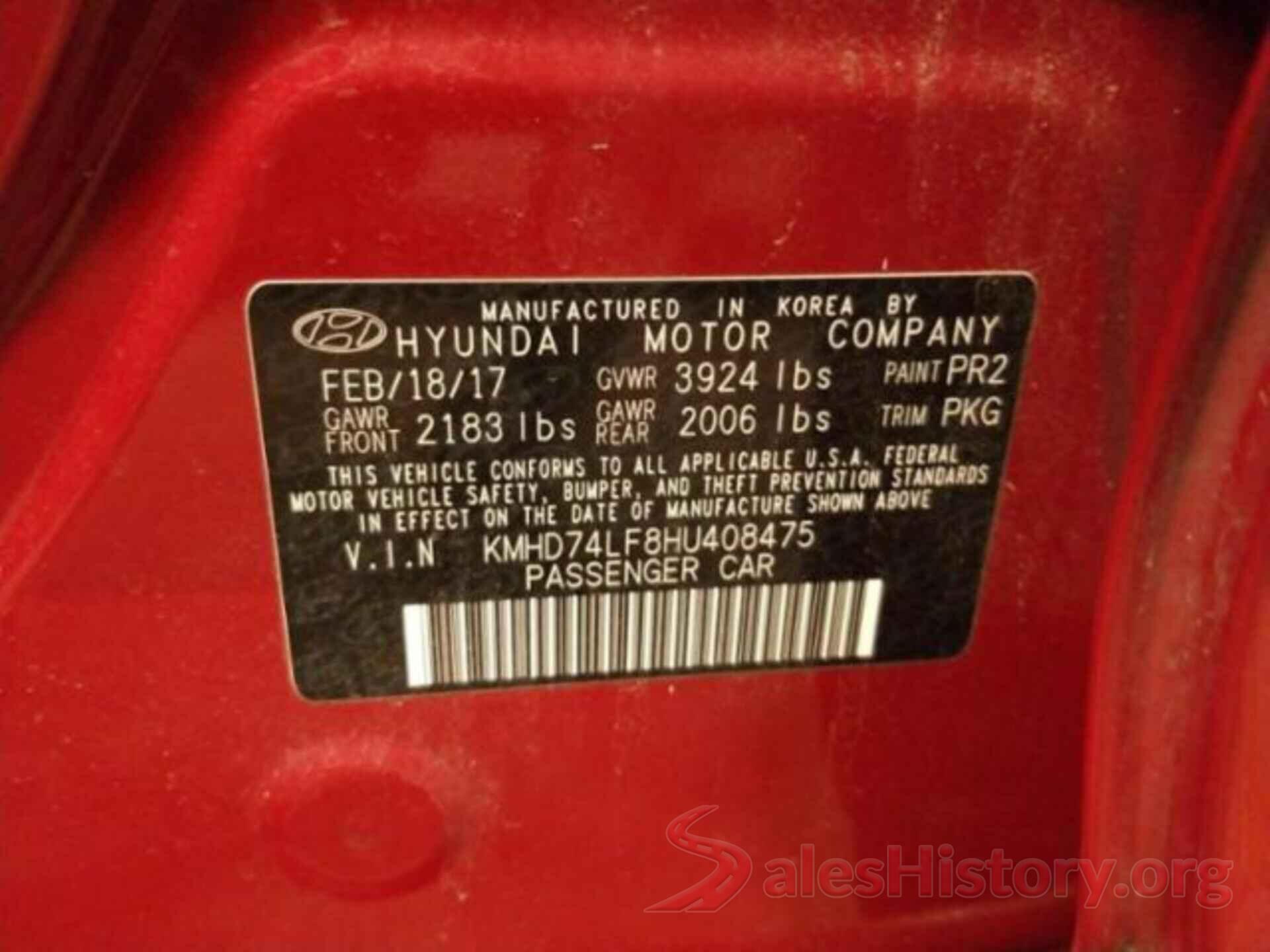 KMHD74LF8HU408475 2017 HYUNDAI ELANTRA