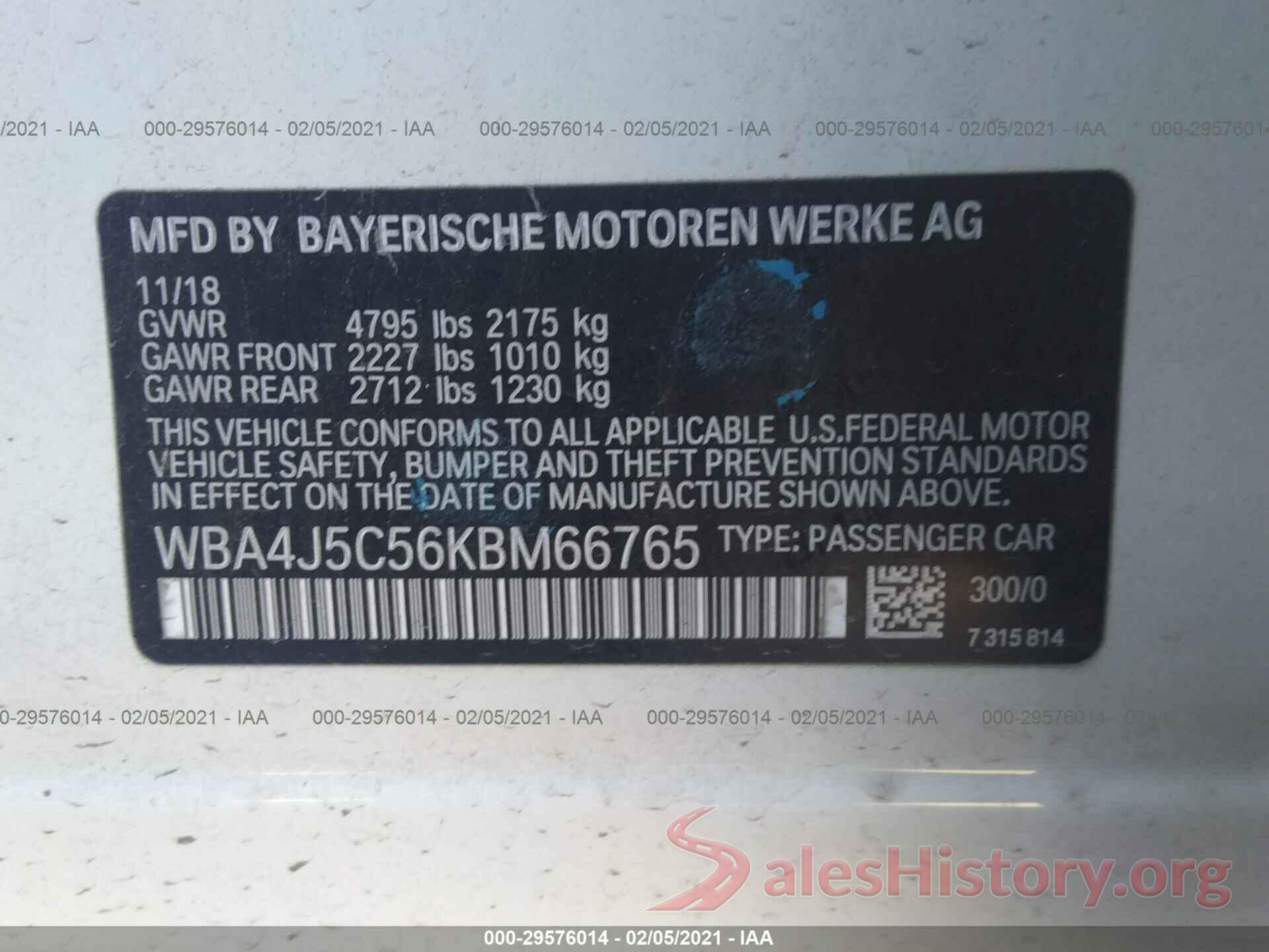 WBA4J5C56KBM66765 2019 BMW 4 SERIES